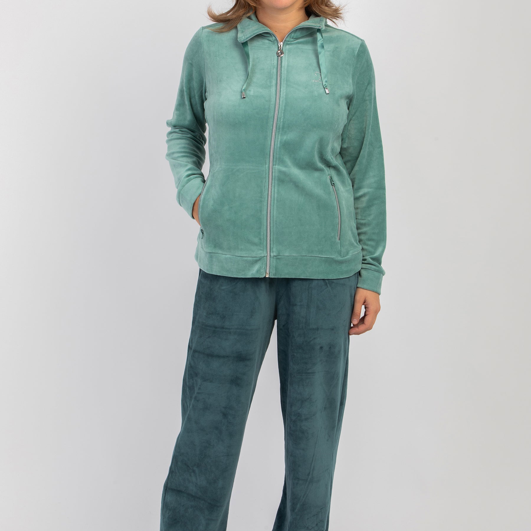 F.LLI CAMPAGNOLO Tuta Donna Cotone Felpato Tinta Unita Ciniglia ART. 8C76556