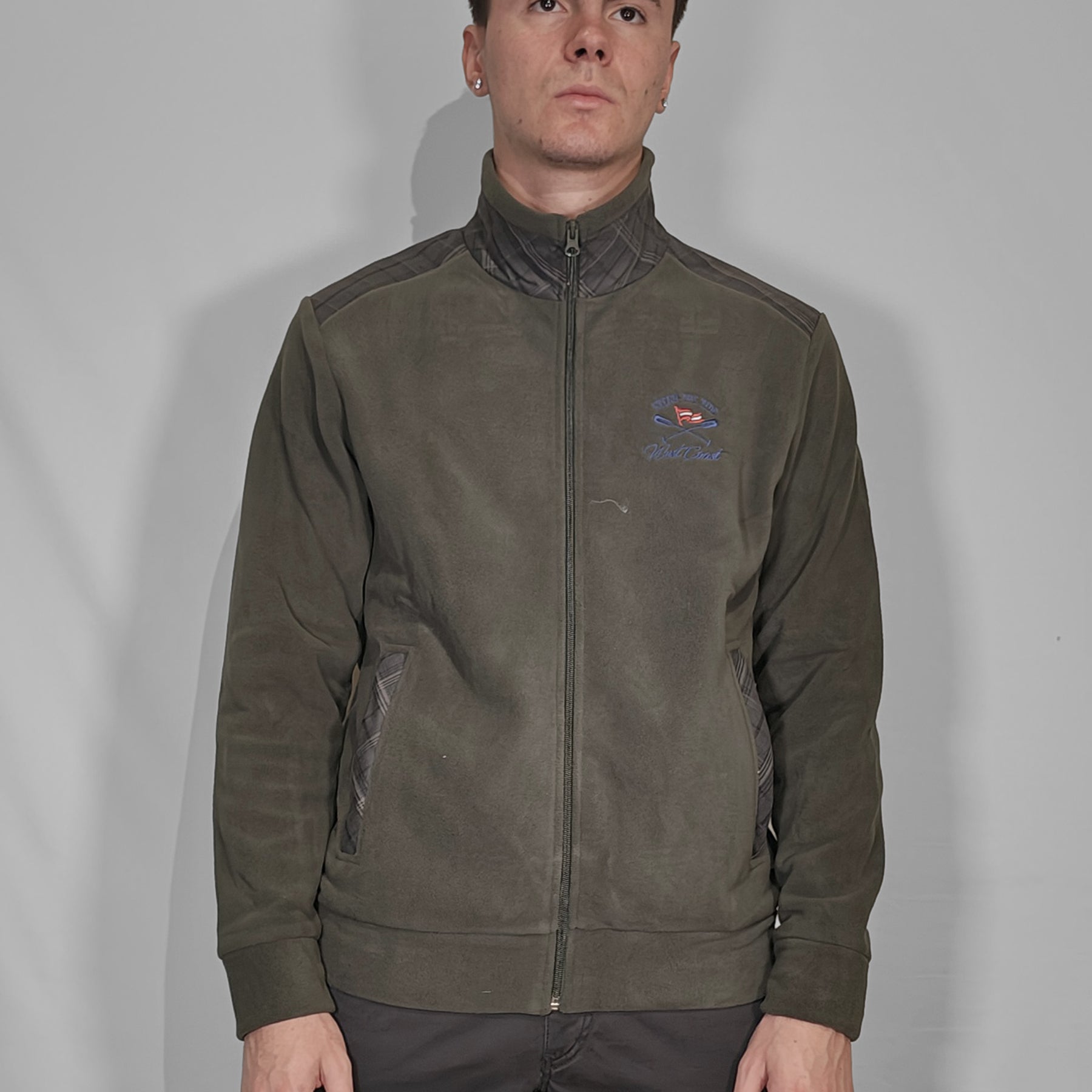 F.LLI CAMPAGNOLO Giacca Uomo Zip Pile Inserto Scozzese ART, 8Z37323