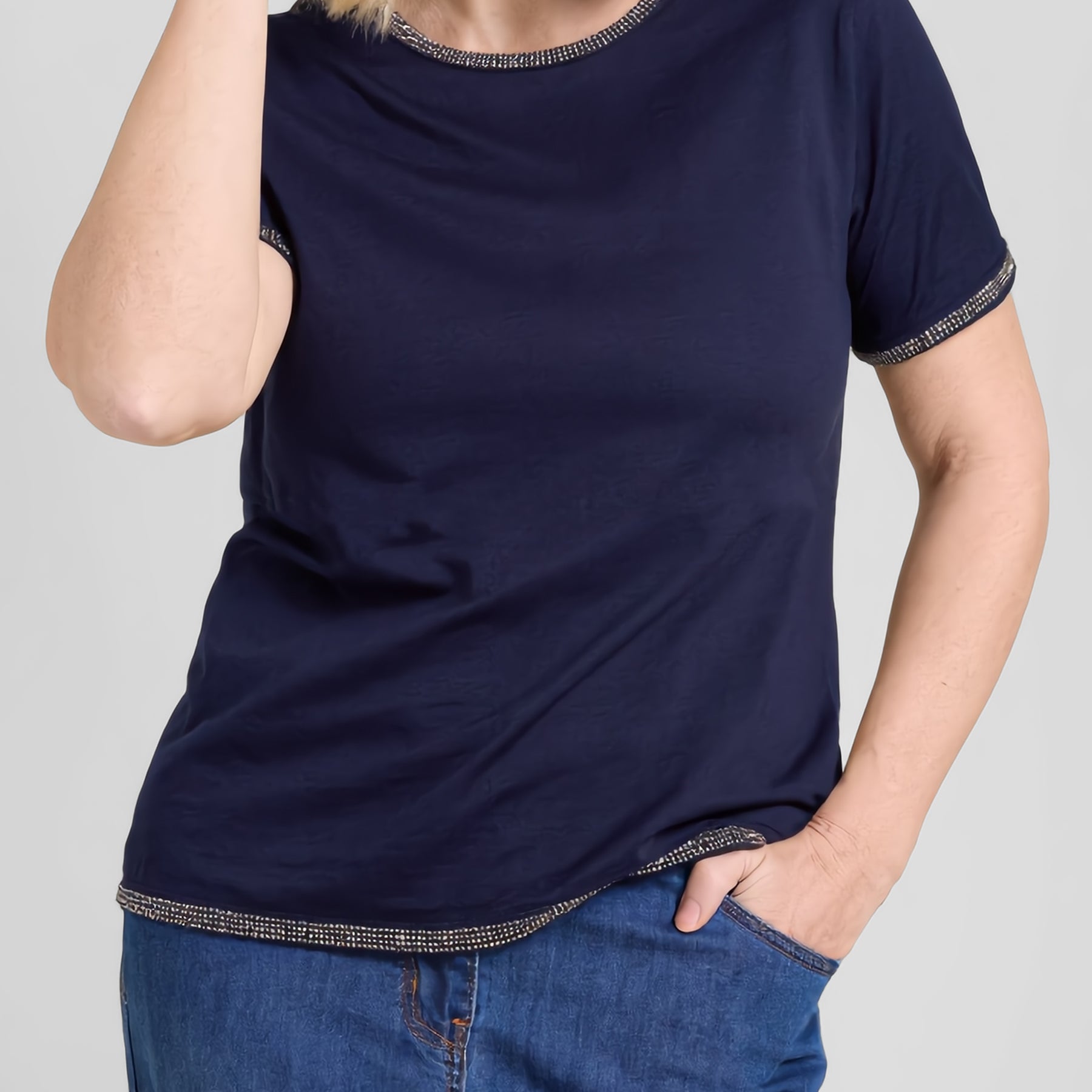LUISA VIOLA T-Shirt Donna Jersey Cotone Con Strass ART. G088L0-82SH