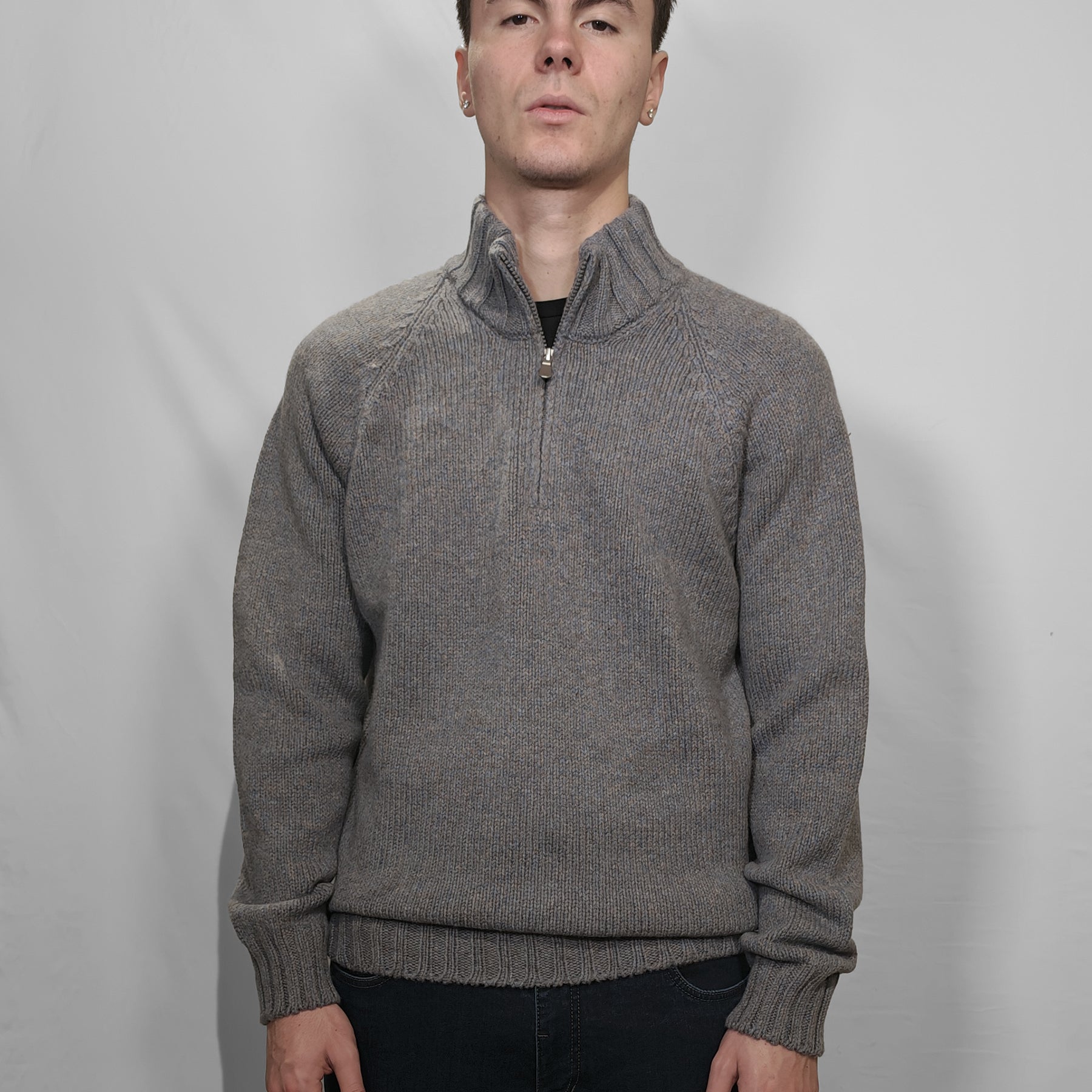 GRAN SASSO Lupetto Uomo Manica Lunga Mezza Zip 100% Lana Vergine ART. 10194/25713