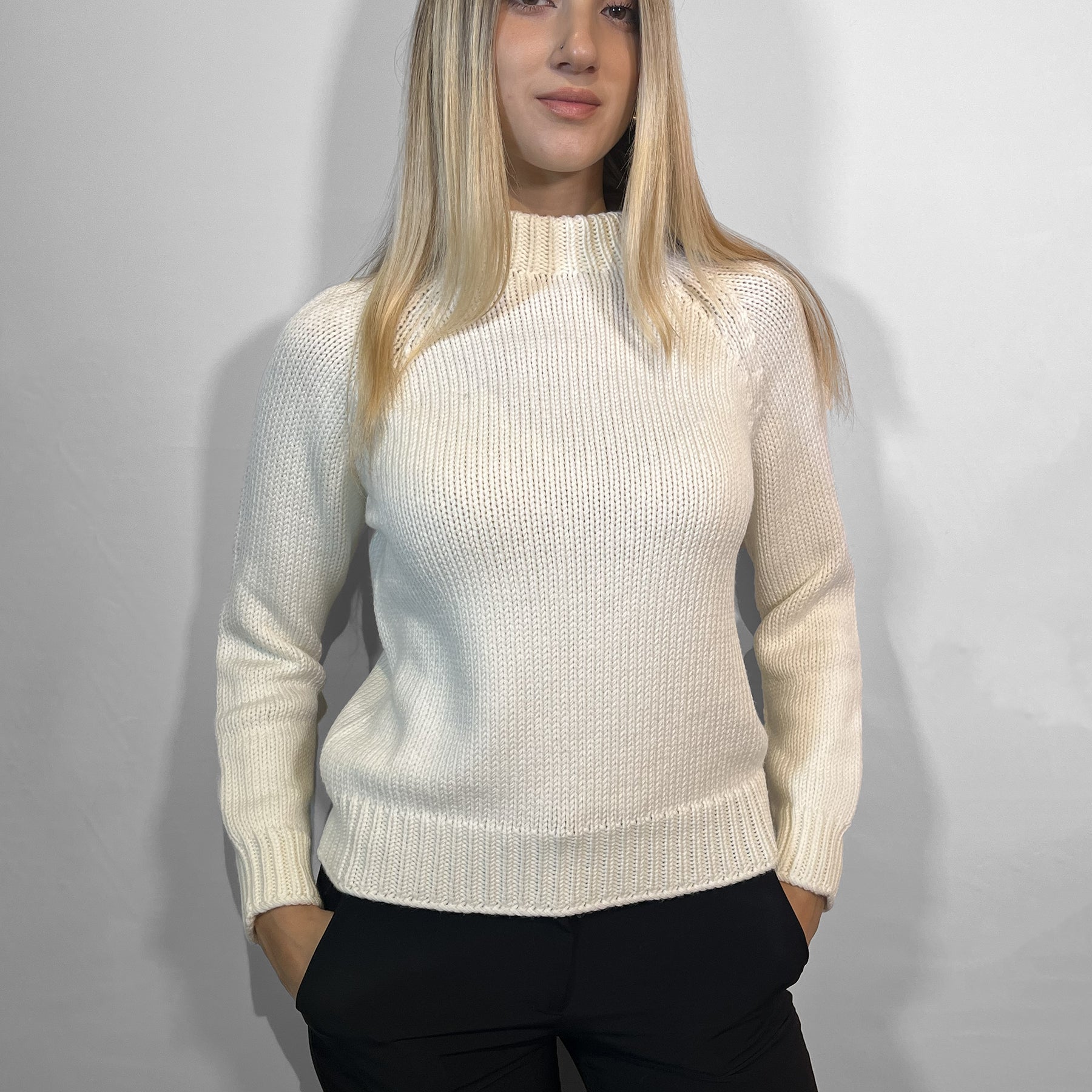 GRAN SASSO Maglia Donna Manica Lunga Girocollo 100% Lana ART. 11202/14305