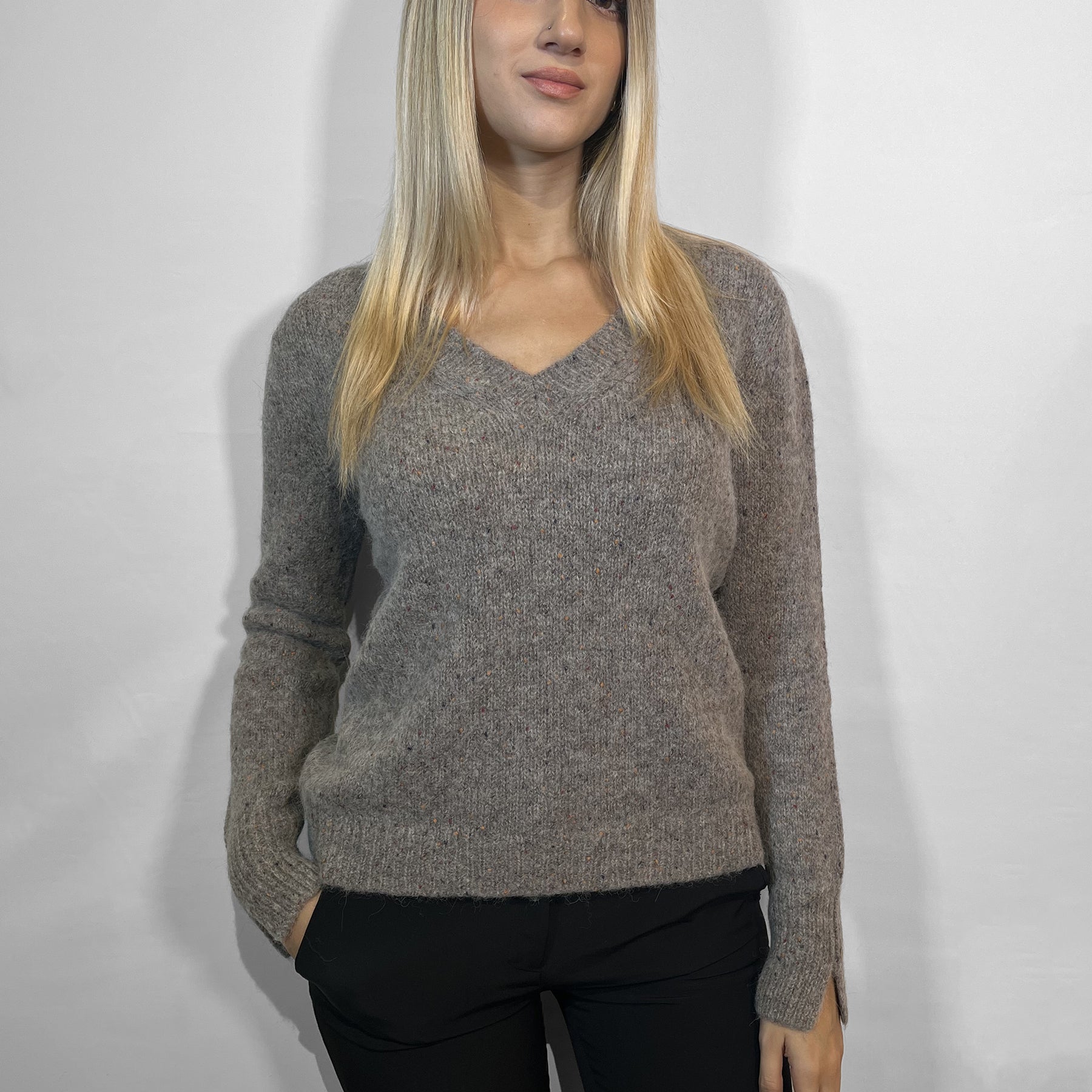 GRAN SASSO Maglia Donna Manica Lunga Scollo A V Lana Alpaca ART. 13245/34944