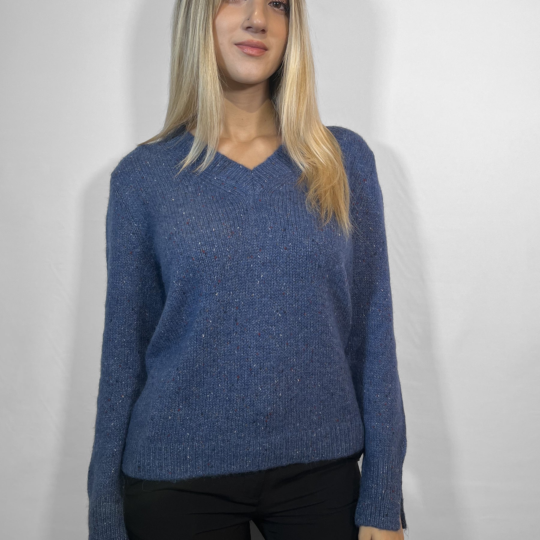 GRAN SASSO Maglia Donna Manica Lunga Scollo A V Lana Alpaca ART. 13245/34944