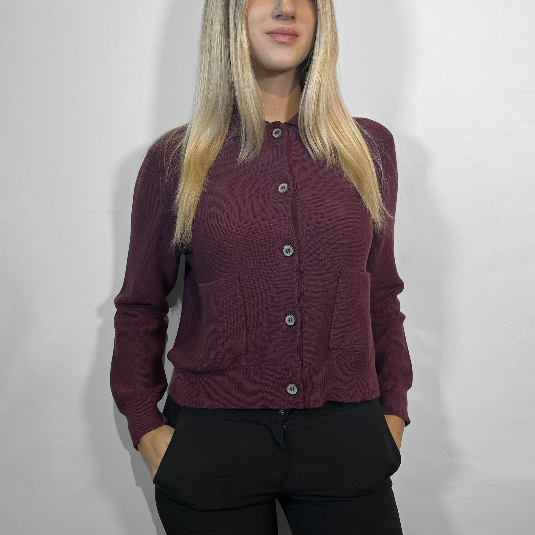GRAN SASSO Maglia Donna Giacca Coreana Colletto 100% Lana ART. 57267/14267
