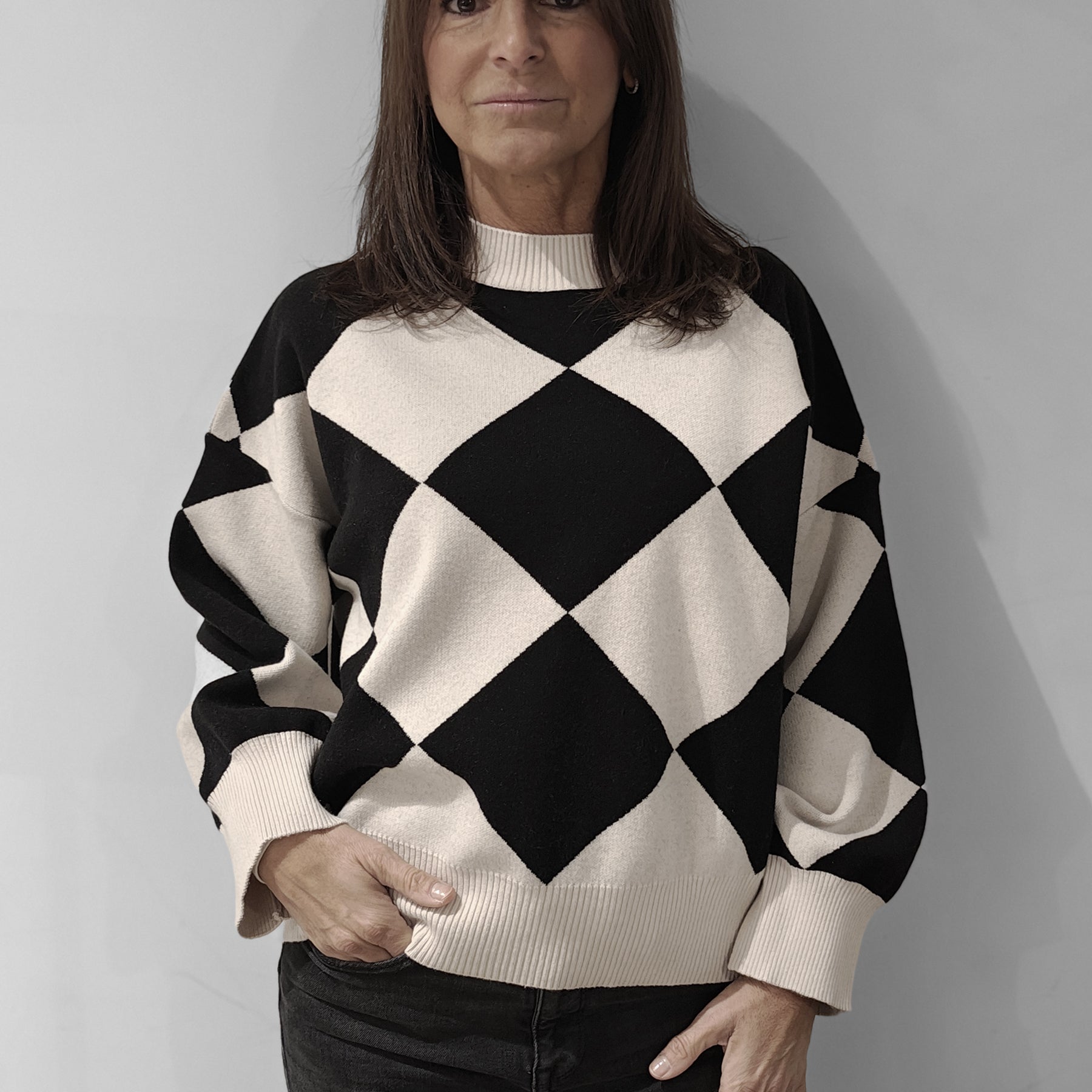 VICOLO Maglia Donna Lupetto Lavorazione a Rombi ART. 22229F