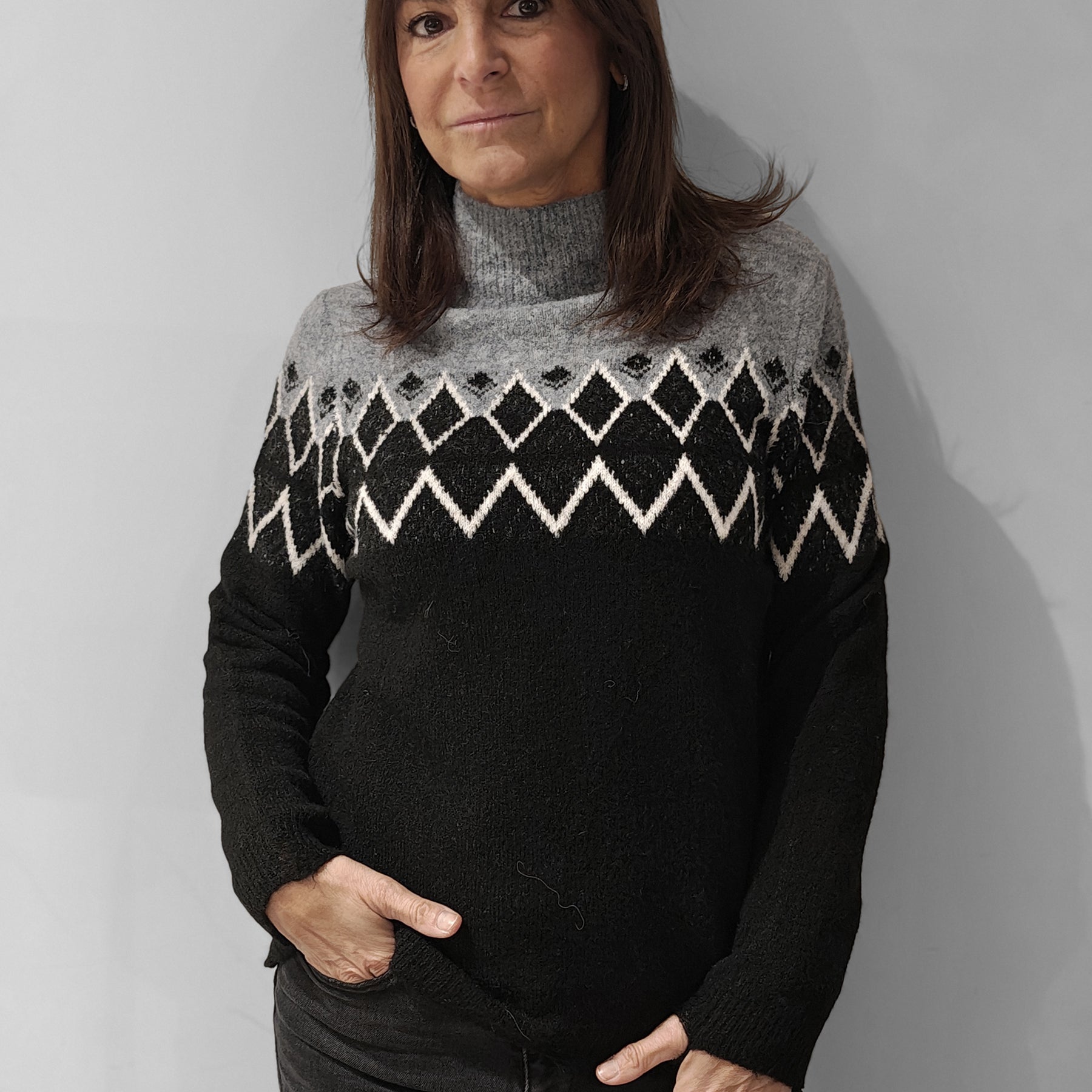 SUSY MIX Maglia Donna Collo Lupetto Lavorazione Norvegese Morbida e Calda ART. M92143