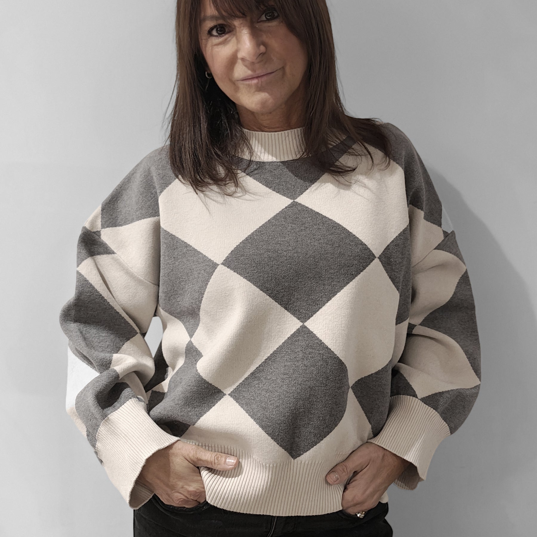 VICOLO Maglia Donna Lupetto Lavorazione a Rombi ART. 22229F