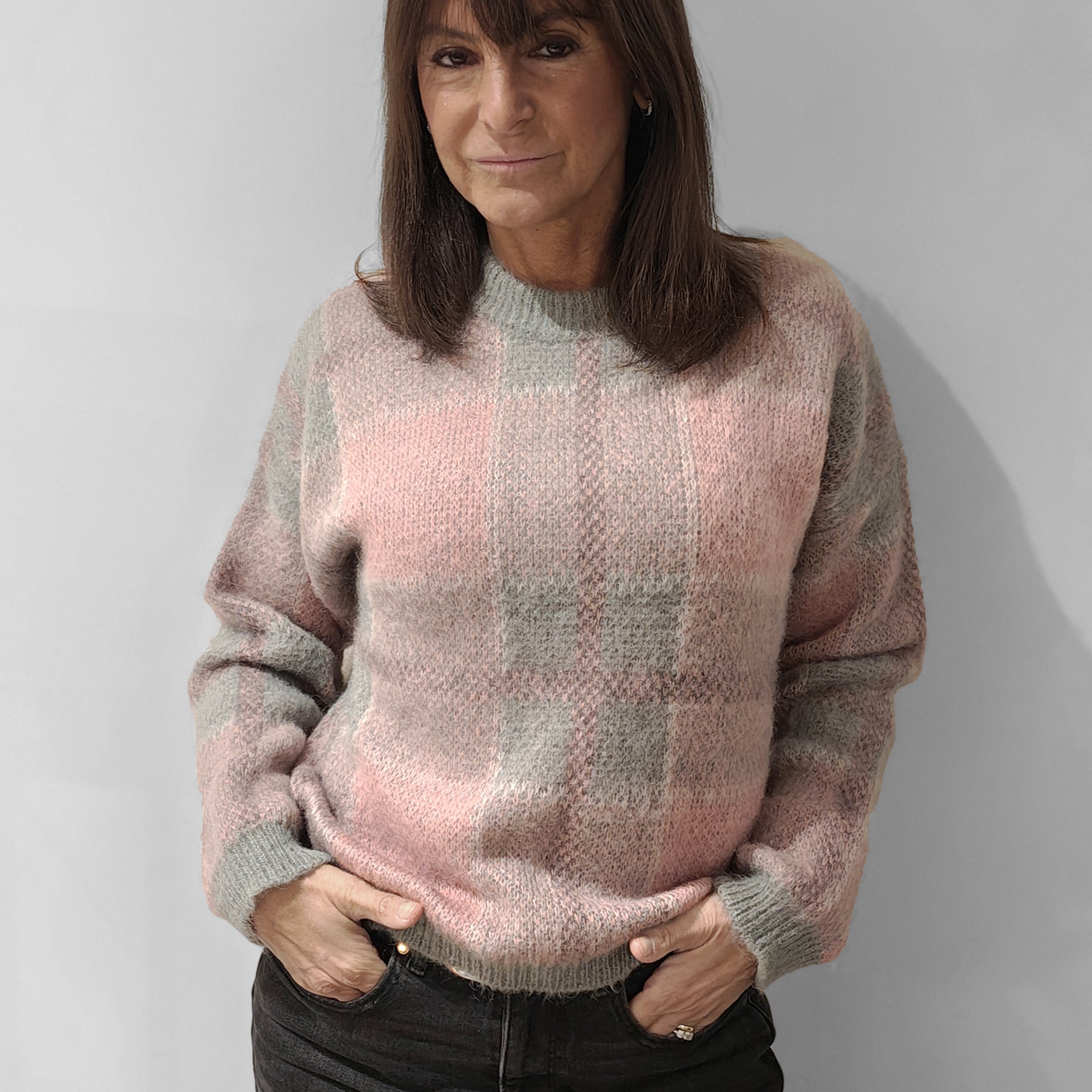 VICOLO Maglia Donna Morbida e Soffice Lavorazione Quadri ART. 55221F