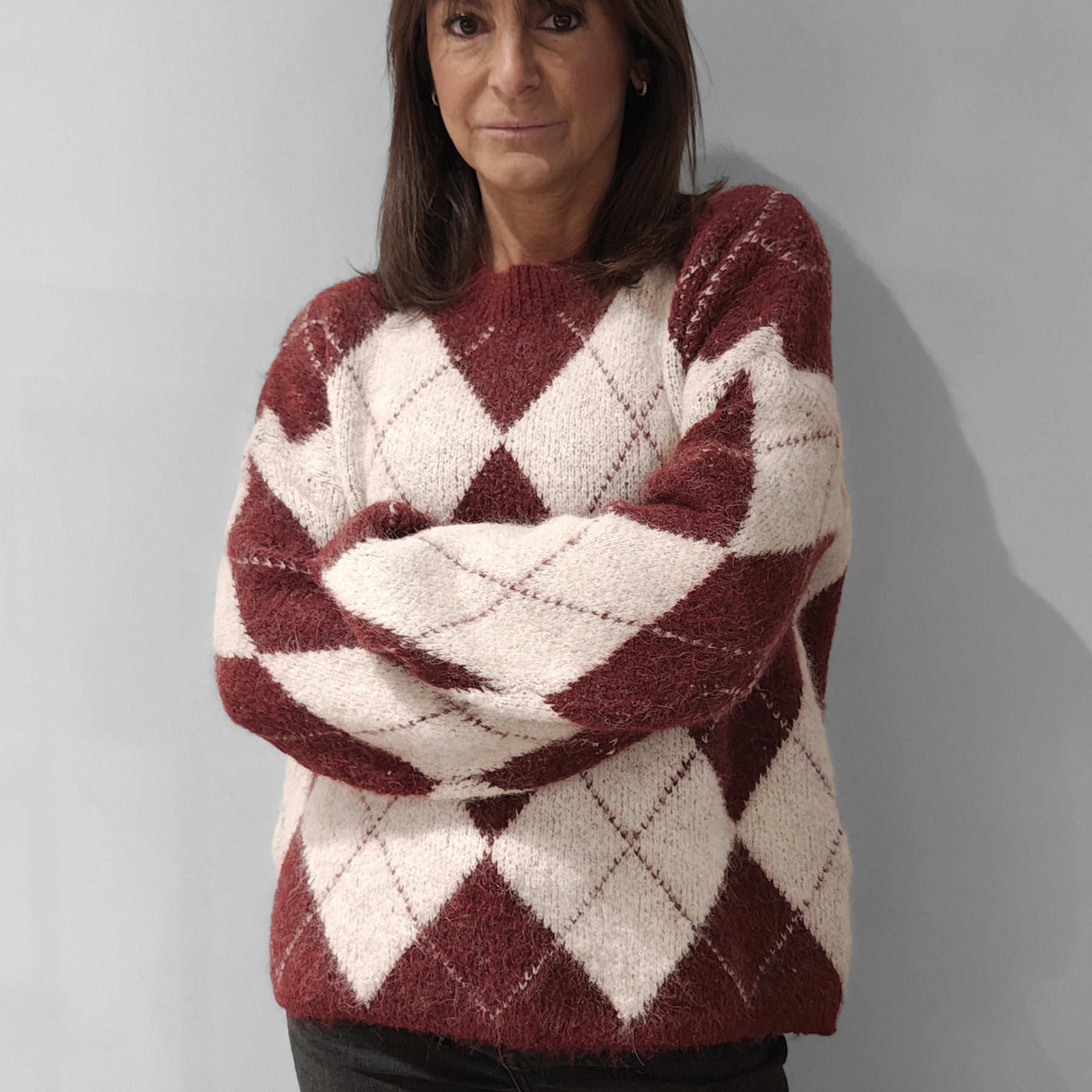 VICOLO Maglia Donna Morbida e Soffice Lavorazione Losanghe ART. 55251F