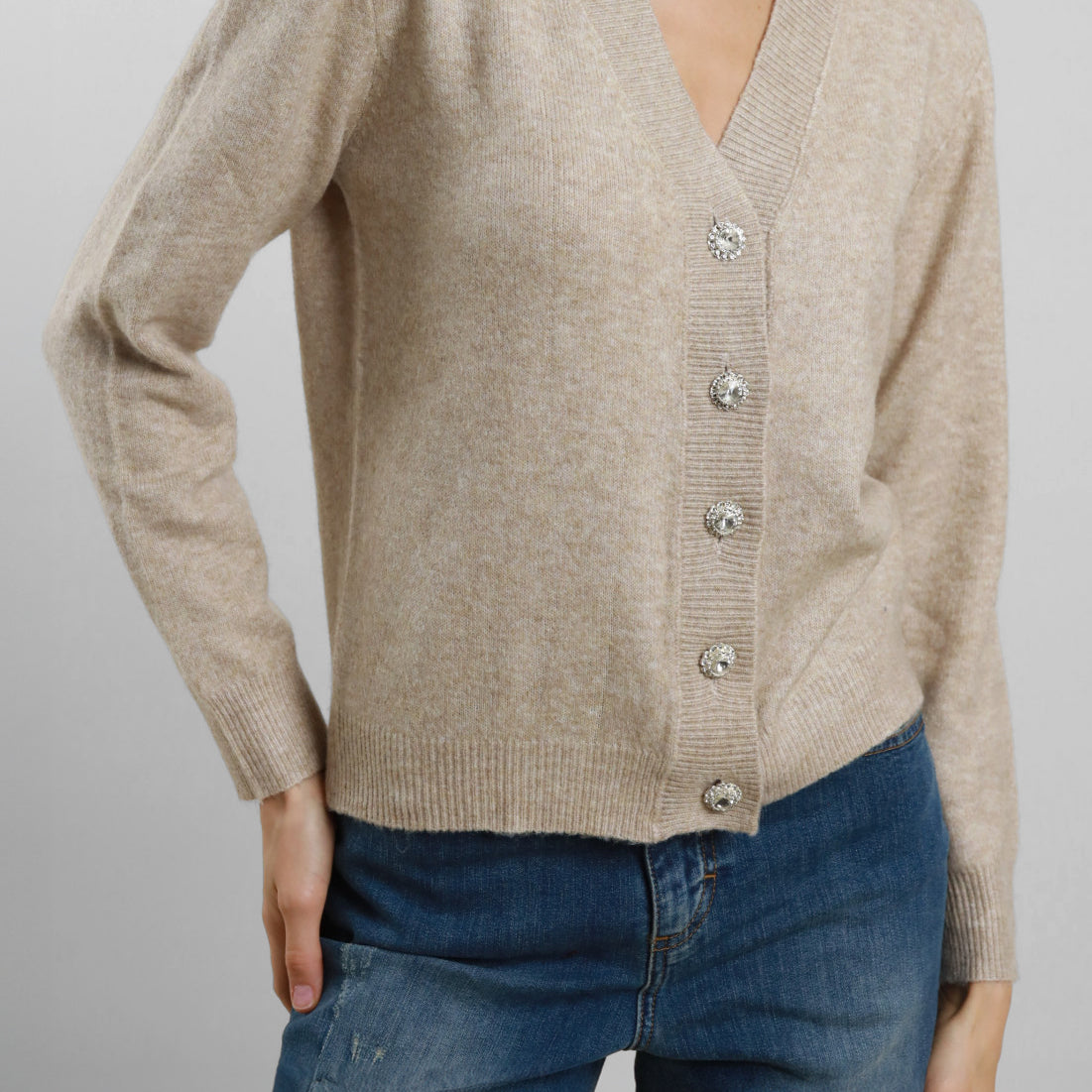 SUSY MIX Cardigan Donna Trendy con Dettagli Bottoni Gioiello