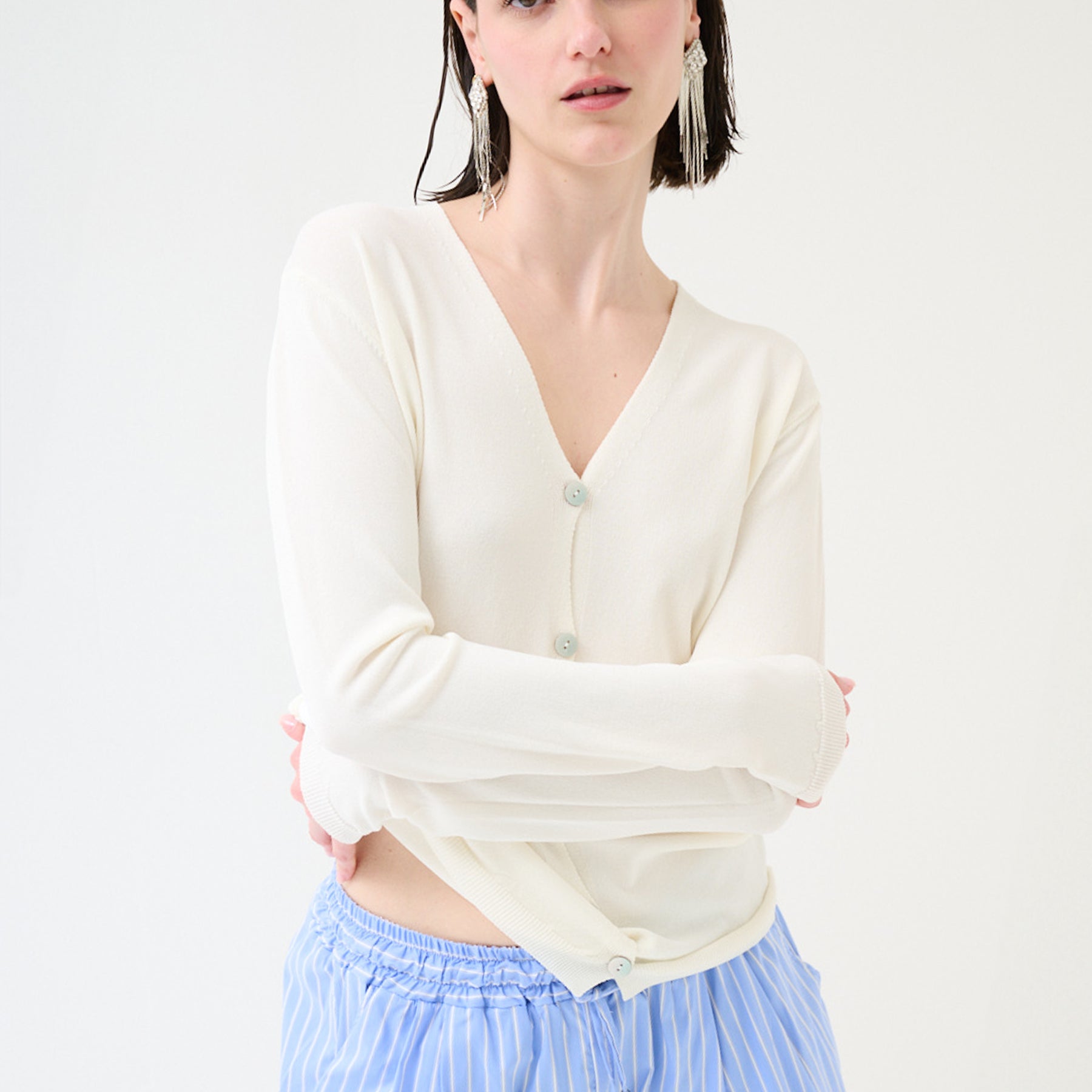 KIKISIX Cardigan Donna Scollo V Viscosa Estiva KXCR2504