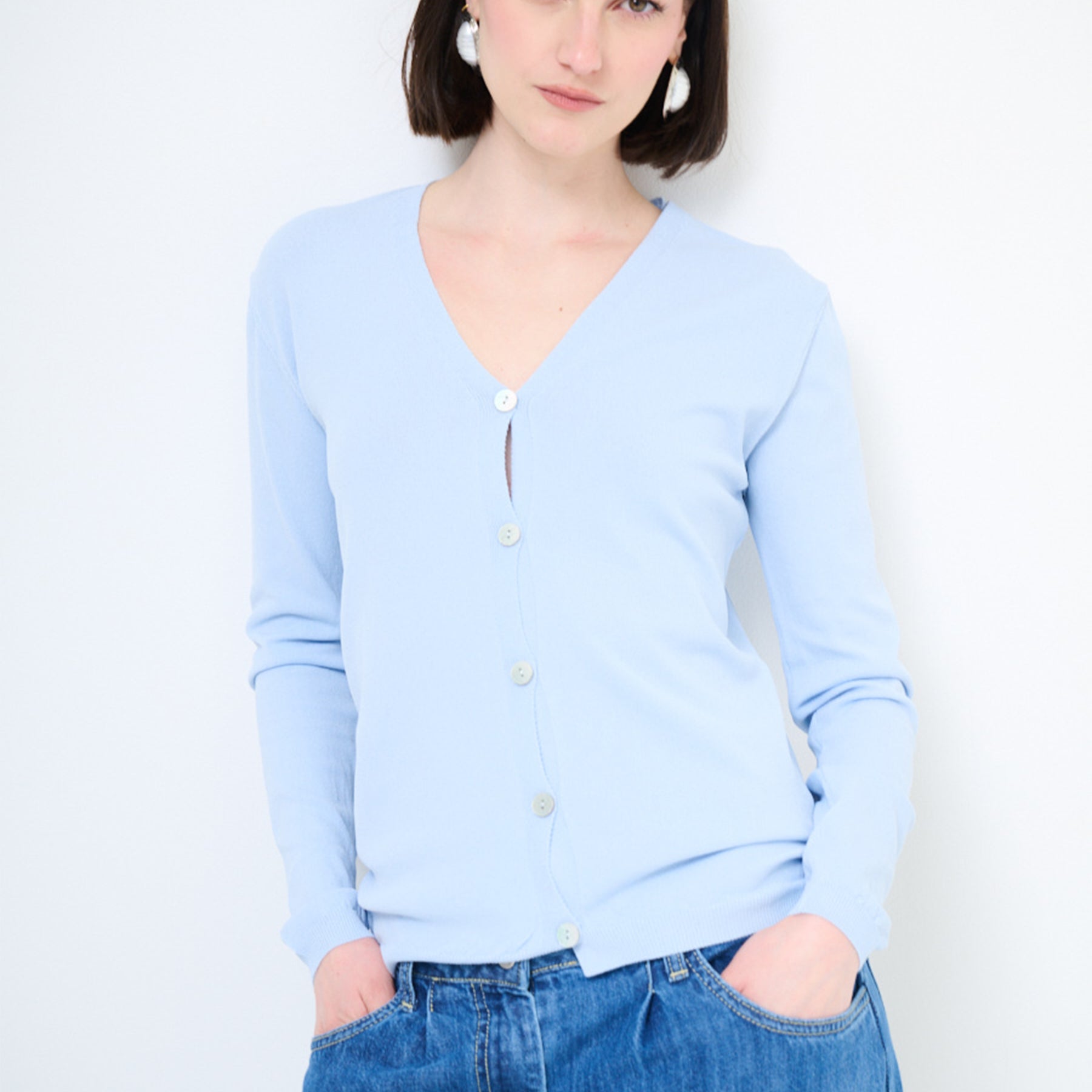 KIKISIX Cardigan Donna Scollo V Viscosa Estiva KXCR2504