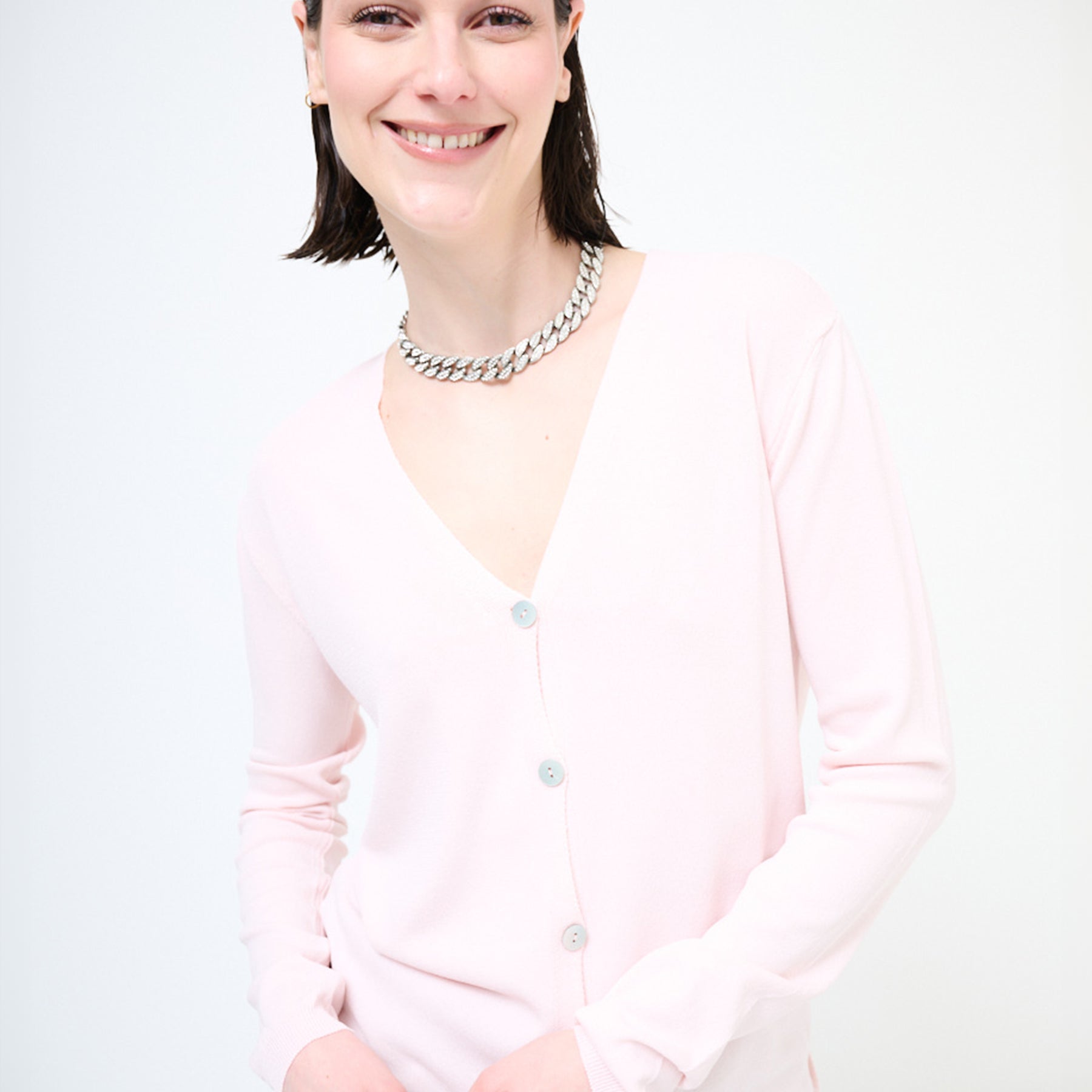 KIKISIX Cardigan Donna Scollo V Viscosa Estiva KXCR2504