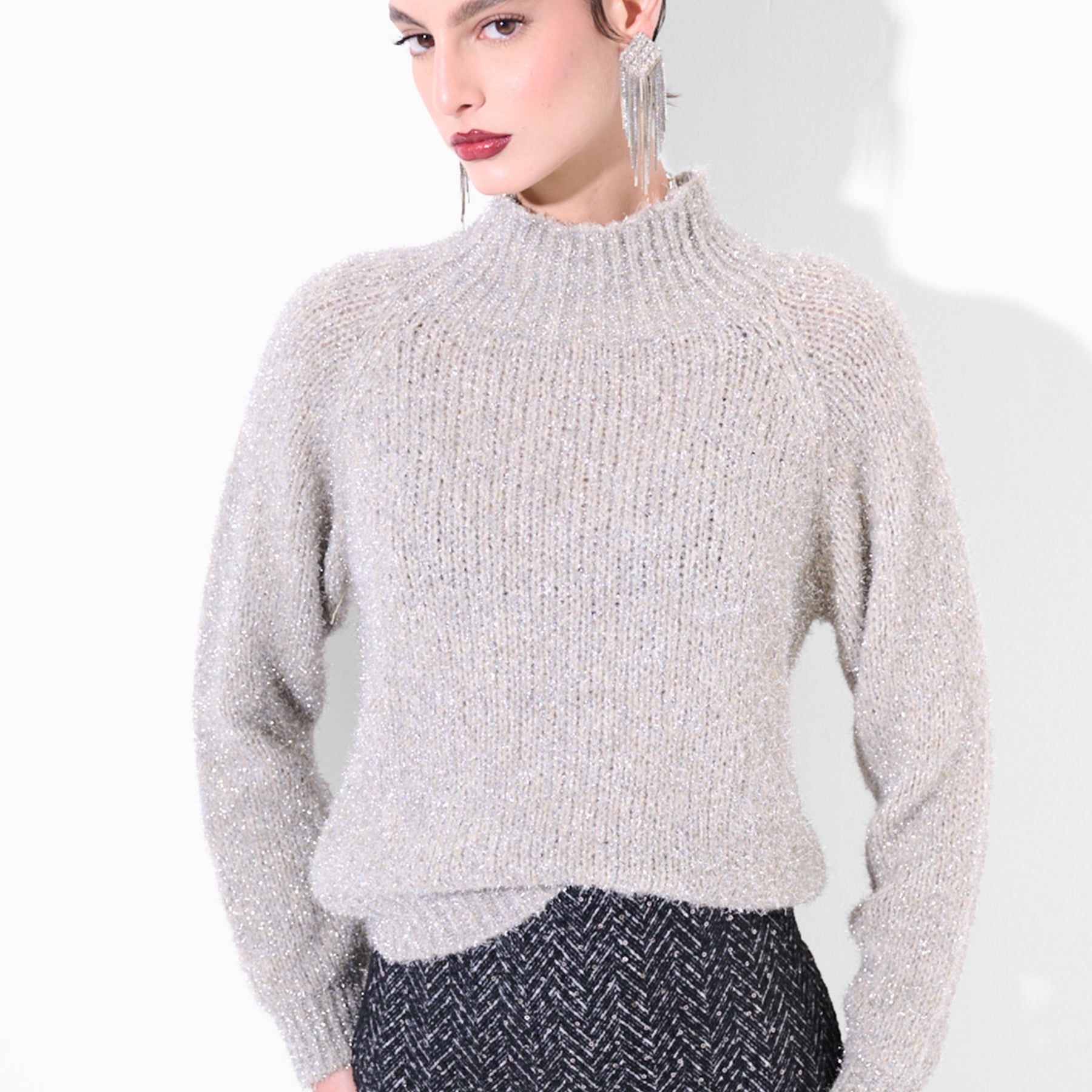 KIKISIX Maglia donna con lurex a mezzocollo ART. KXMA1551