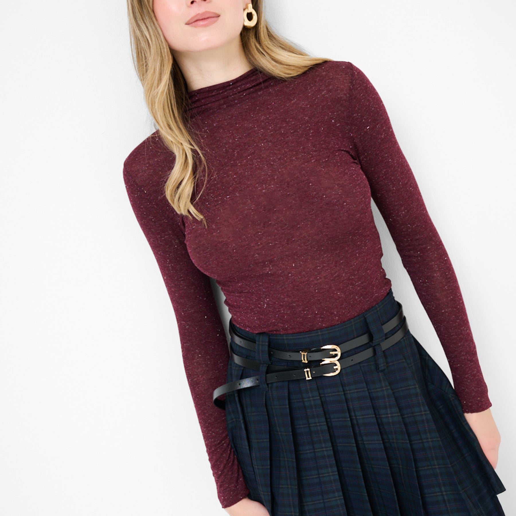 KIKISIX Maglia donna sottogiacca collo alto con lurex ART. KXMA1855