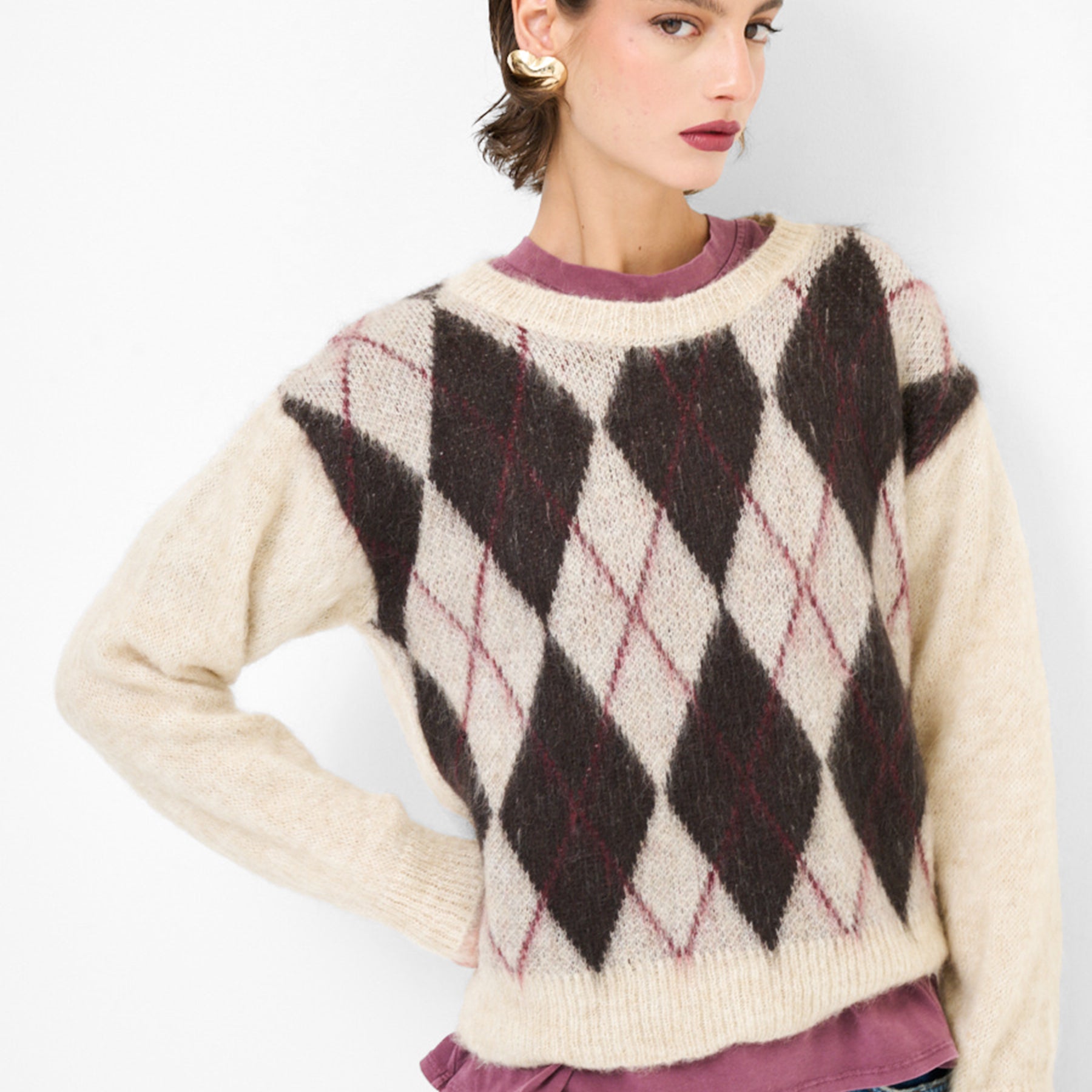 KIKISIX Maglia Donna Manica Lunga Rombi ART. KXMA1338