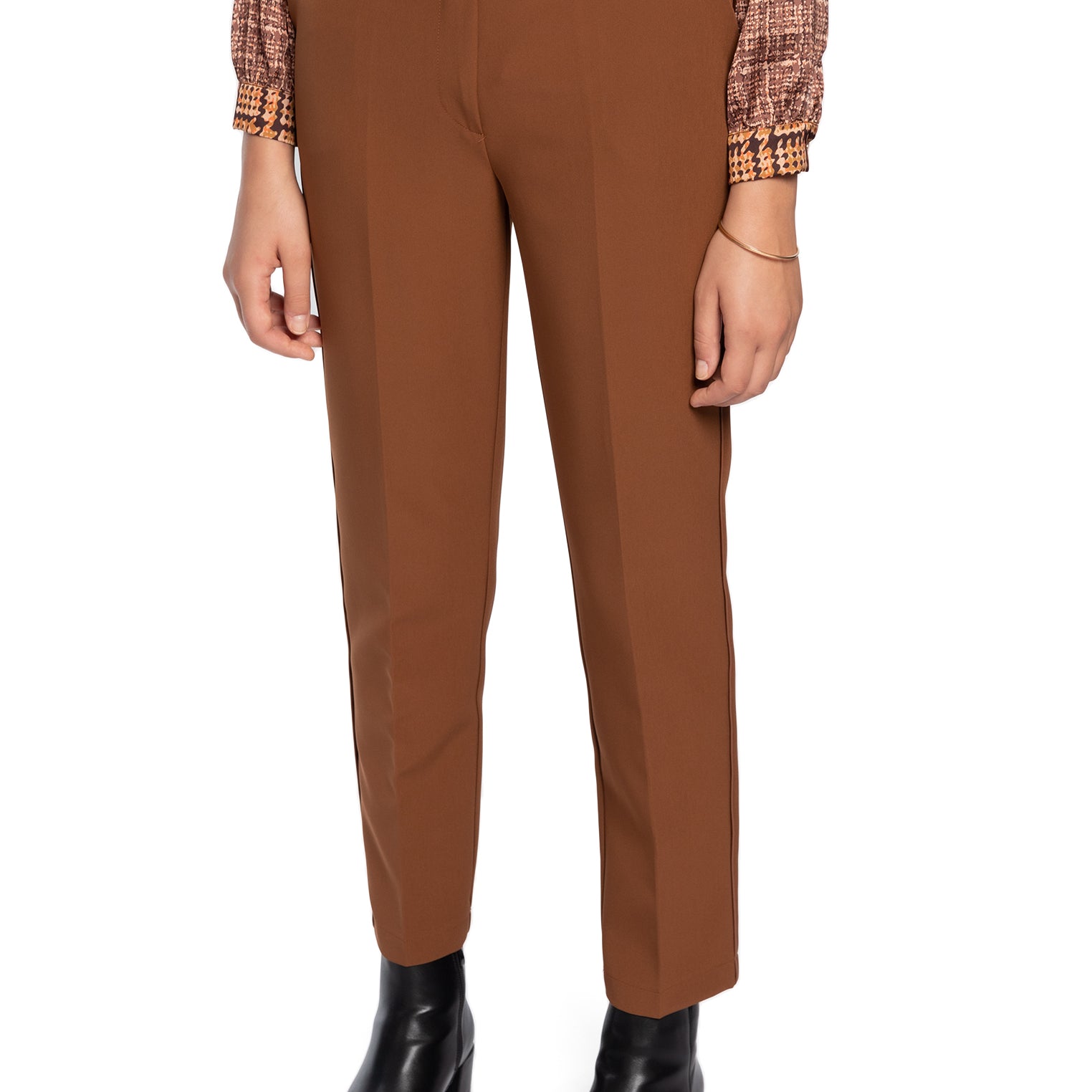 Pantalone dritto con profili in ecopelle LAURA BIAGIOTTI LB24I1802