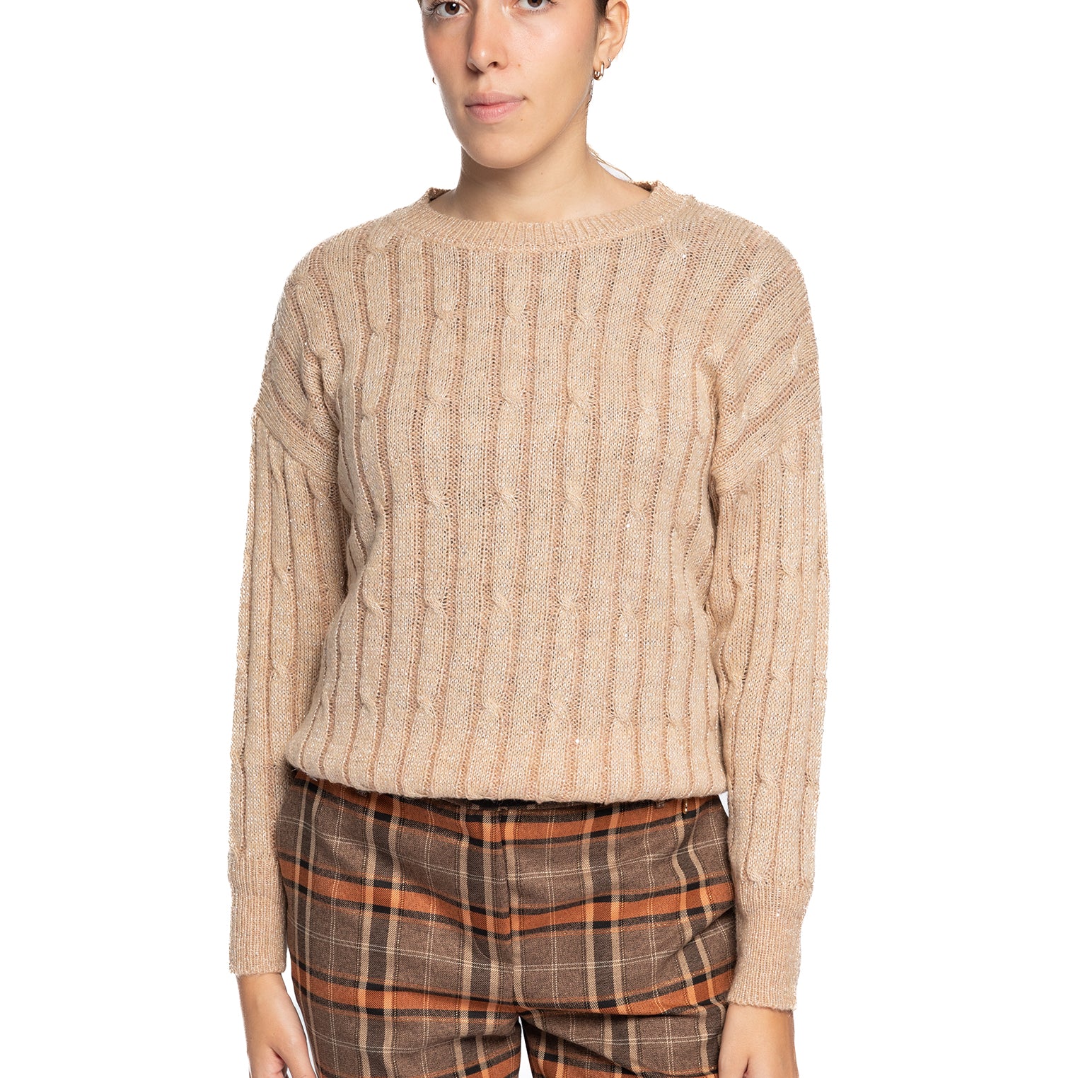 Maglia con lavorazione a trecce e dettagli di pailettes LAURA BIAGIOTTI LB24I3011