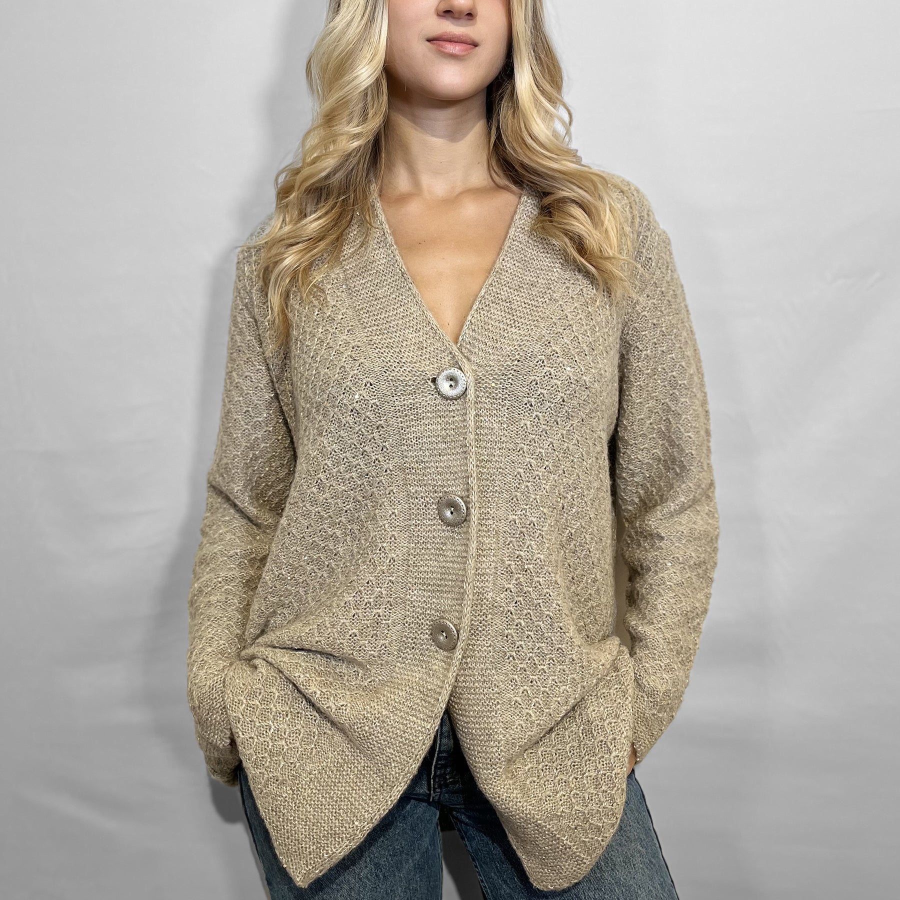 LE MORBIDE Giacca Maglia Donna Cardigan Lana ART. 02110