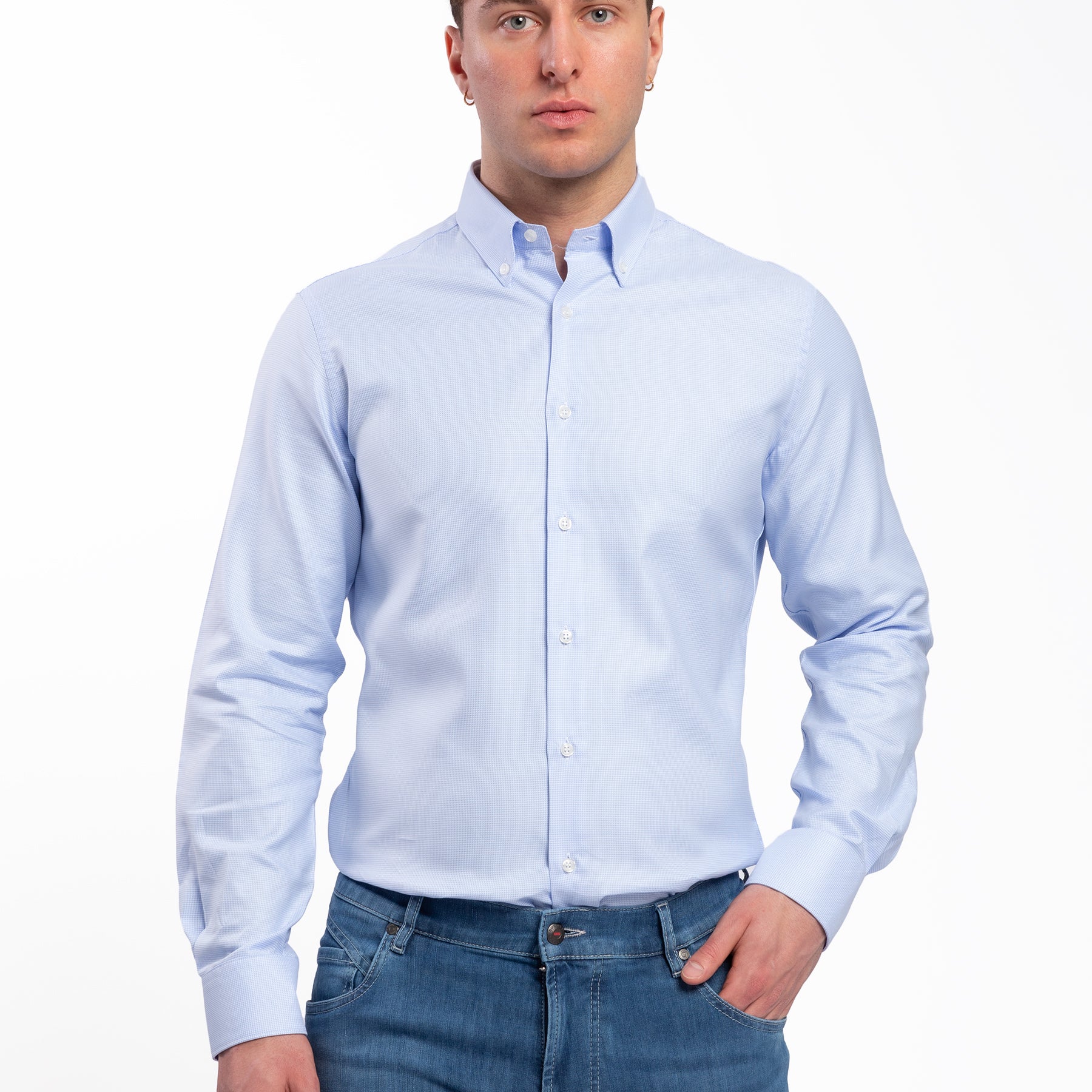 Camicia Uomo Manica Lunga 100% Cotone Falso Unito INGRAM 5T162-6-SLI-B