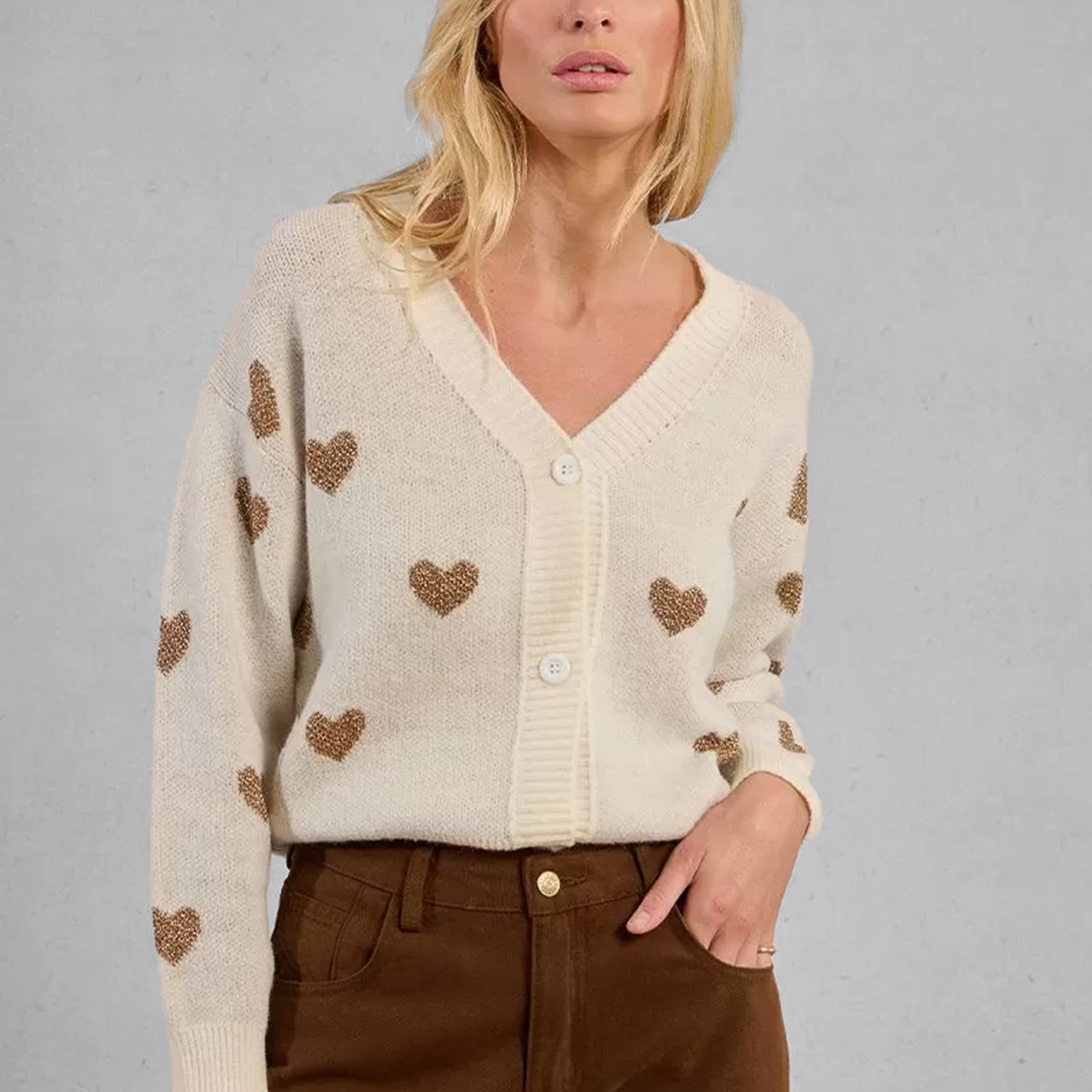 Cardigan Donna Manica Lunga Bottoni Lurex MOLLY BRACKEN LA1775DN