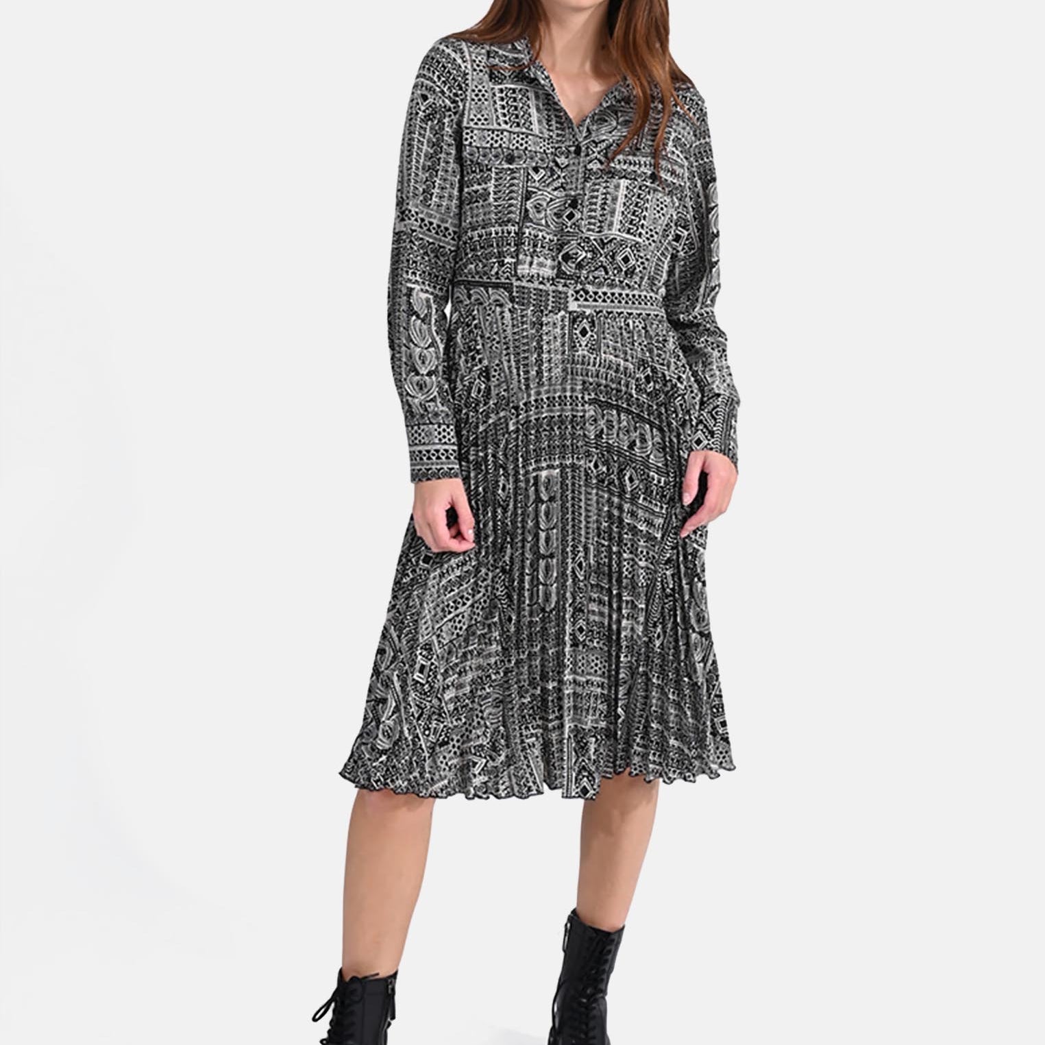 Abito Camicia Plissé in Georgette Fantasia MOLLY BRACKEN LA773BN