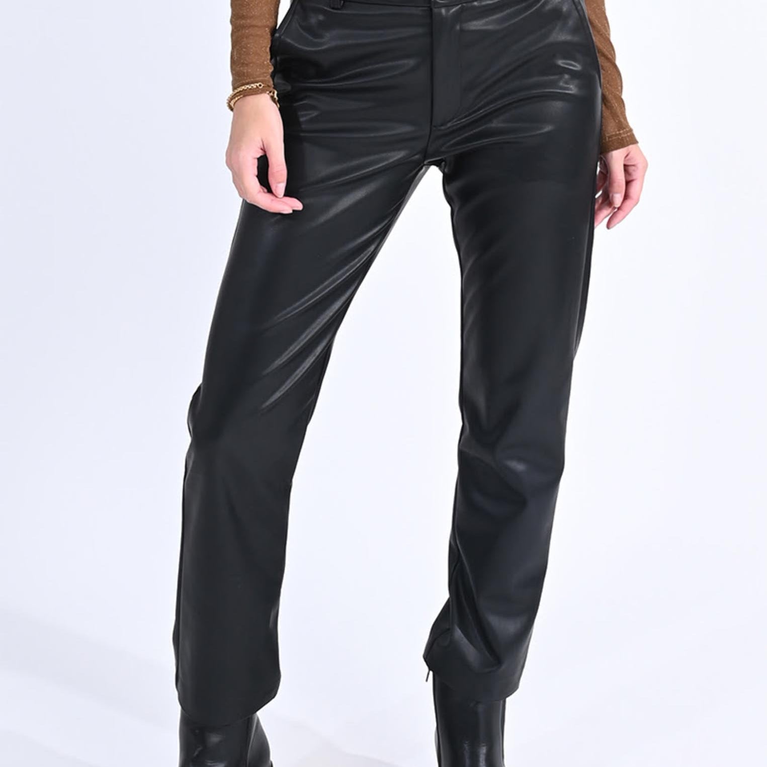 Pantalone a sigaretta in ecopelle MOLLY BRACKEN T1502BN