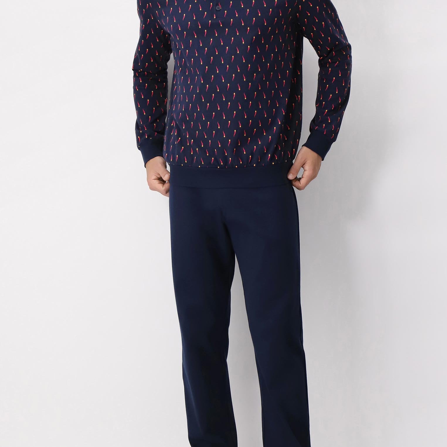 Pigiama Lungo con Polsini Interlock Stampa Portafortuna PEROFIL VPRT92679