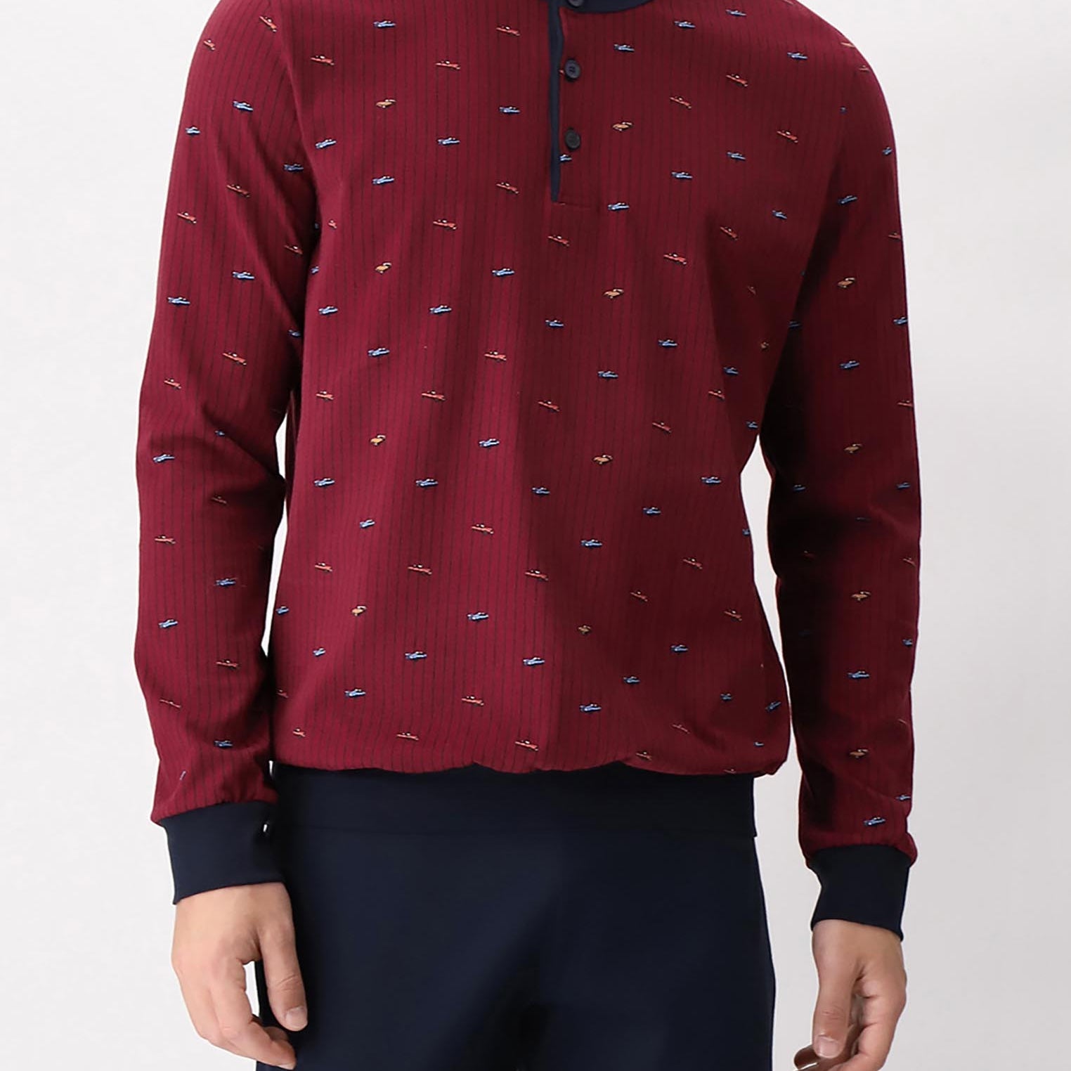 Pigiama Lungo con Polsini Interlock Stampa Macchinine PEROFIL VPRT92683