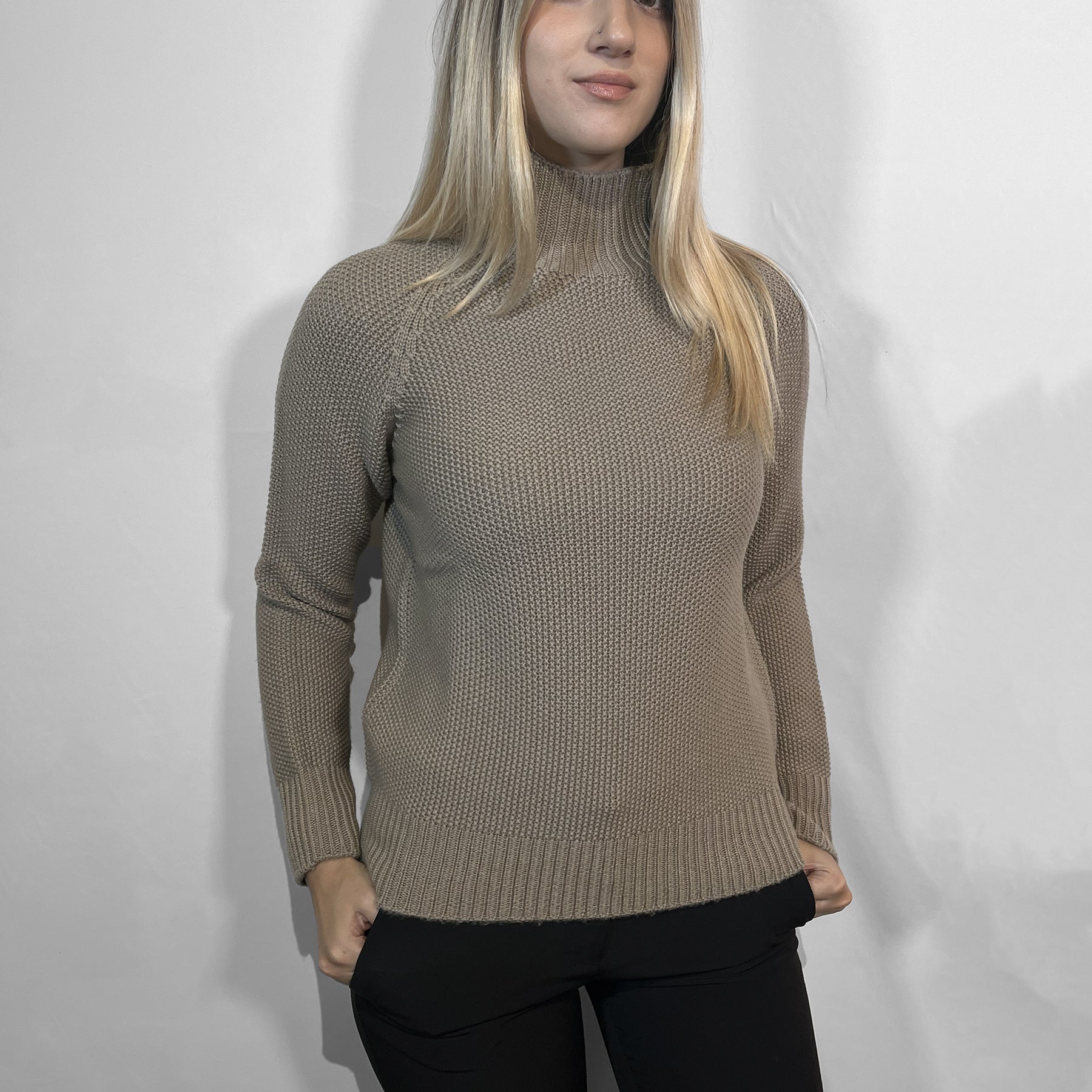 PREMODE Maglia Donna Manica Lunga Collo Alto Pura Lana ART. 325738
