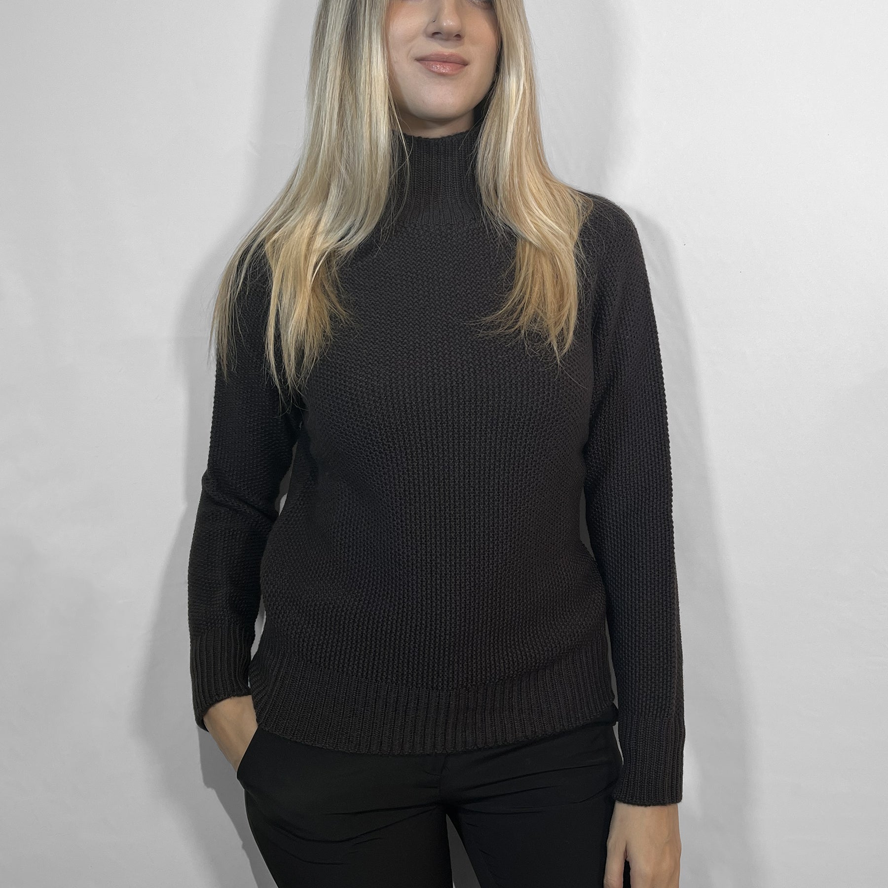 PREMODE Maglia Donna Manica Lunga Collo Alto Pura Lana ART. 325738