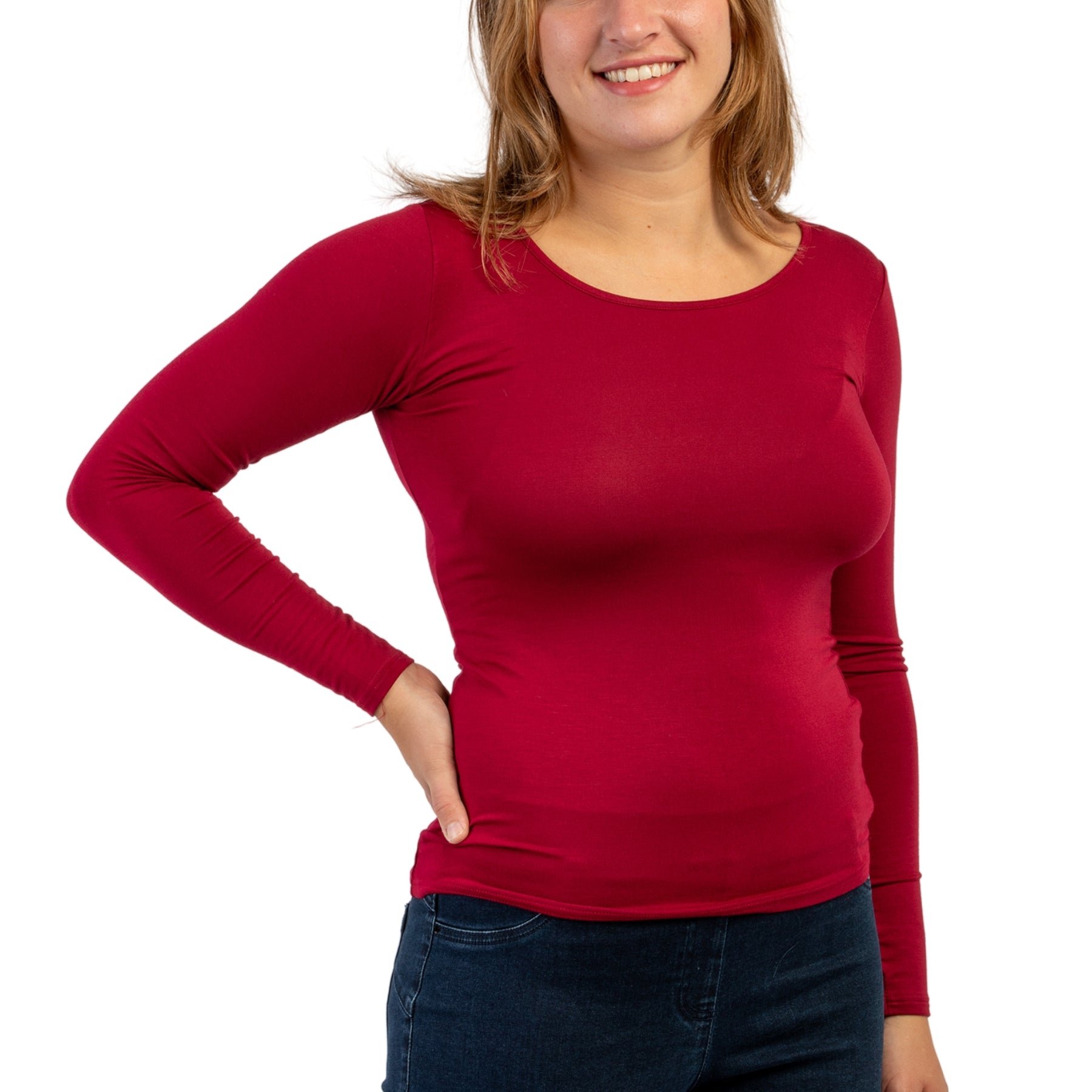 Maglia girocollo da donna in jersey di viscosa D794A9