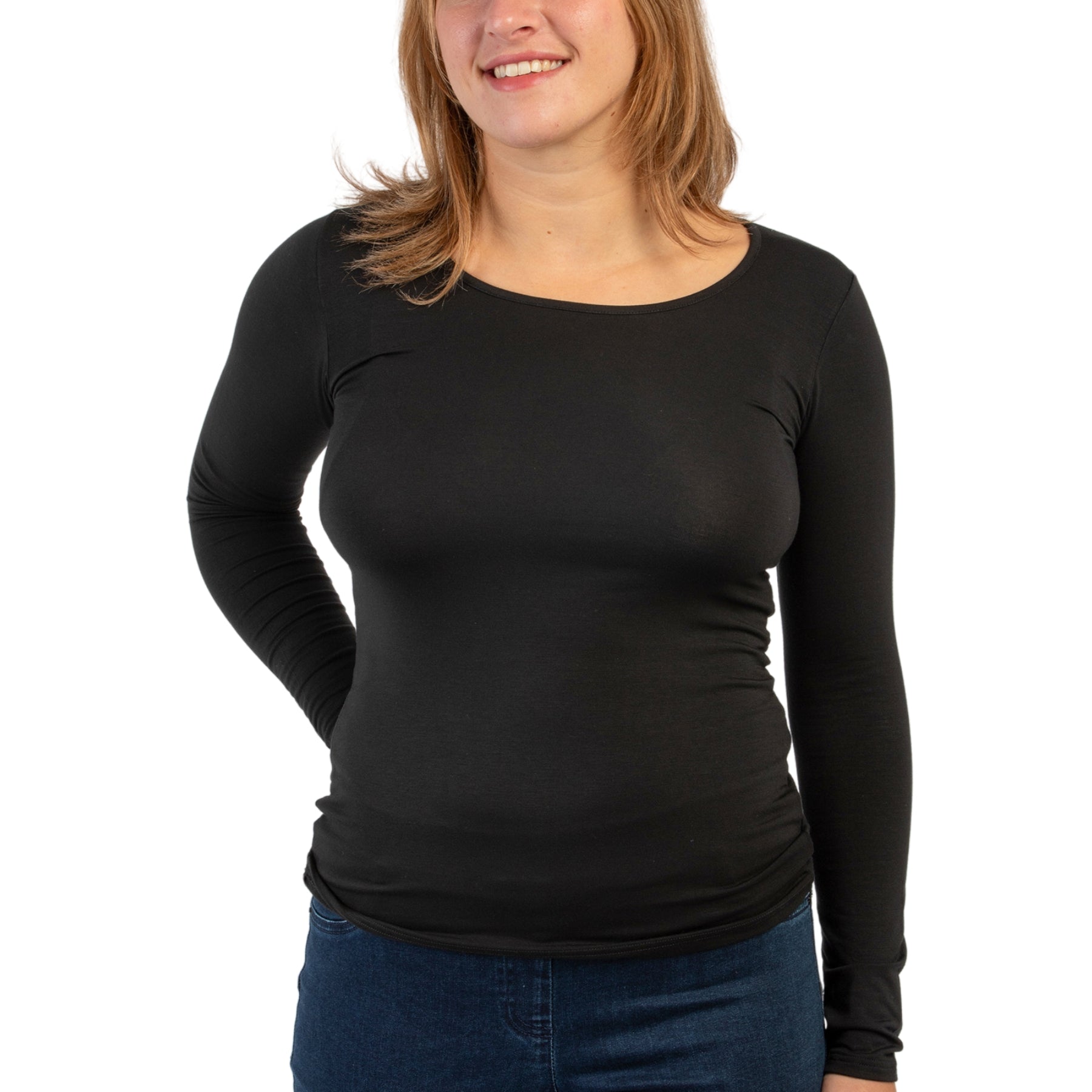 Maglia girocollo da donna in jersey di viscosa D794A9