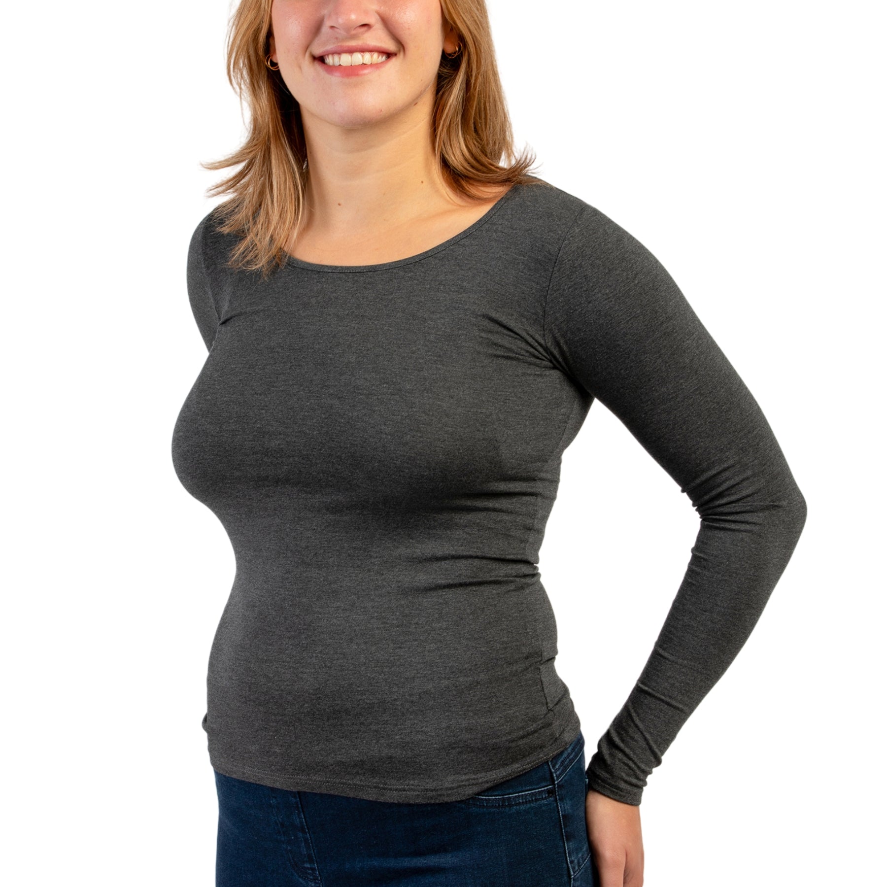Maglia girocollo da donna in jersey di viscosa D794A9