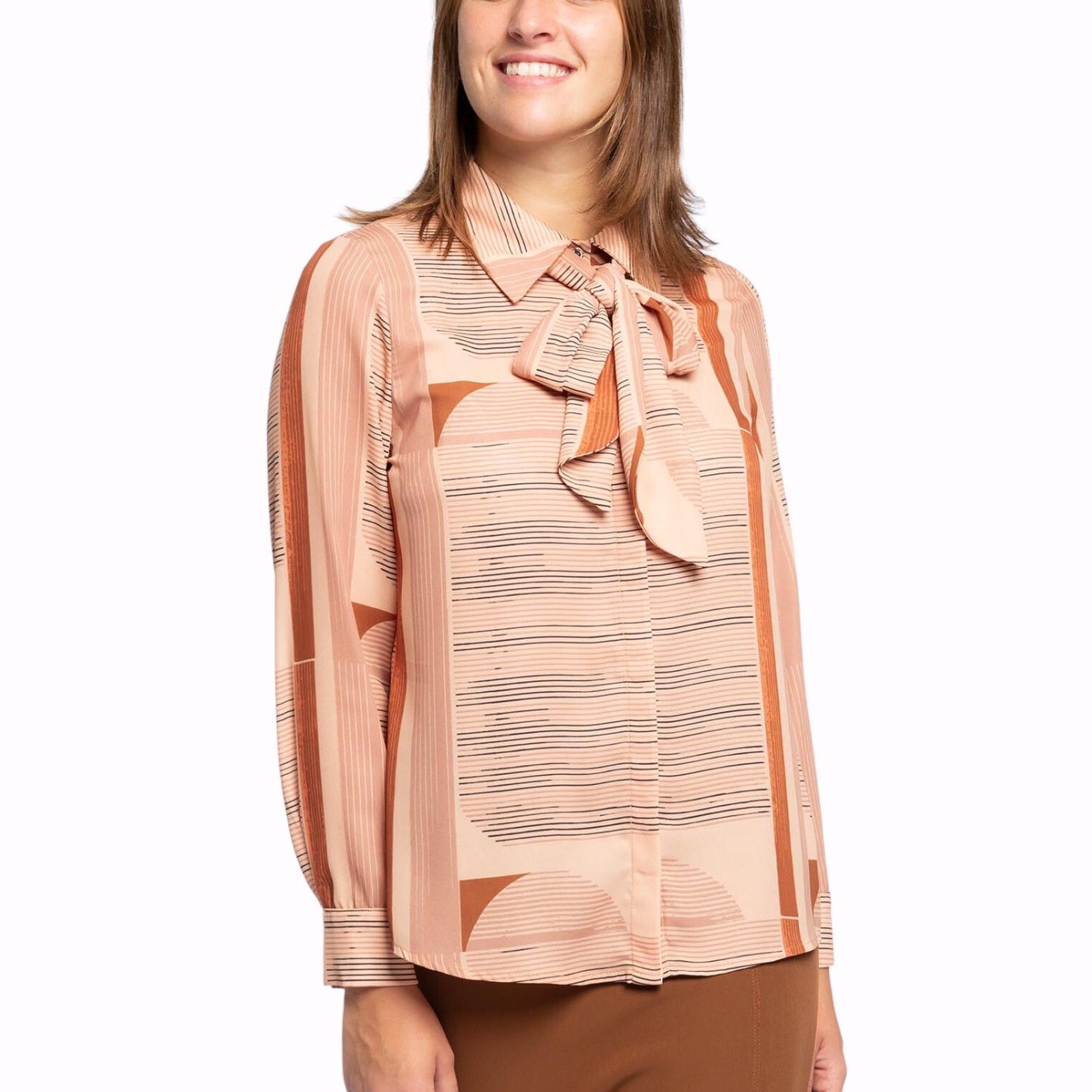 Camicia in Raso fantasia con collo lavallière LAURA BIAGIOTTI LB24I1513