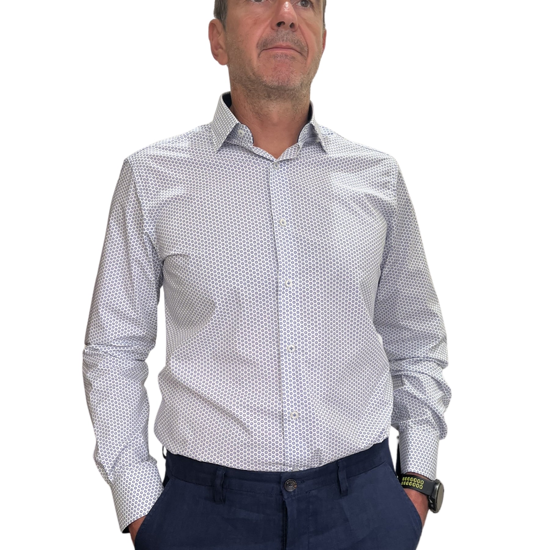 Camicia Uomo Manica Lunga 100% Cotone Microfantasia INGRAM 5T041-31-SLI-C