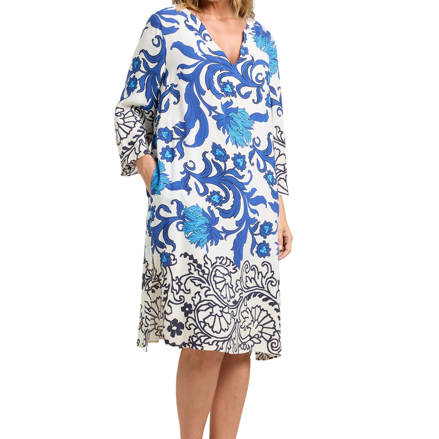 Abito Donna Manica Tre Quarti Fantasia 100% Viscosa Leggera LUISA VIOLA 7549F0-4894