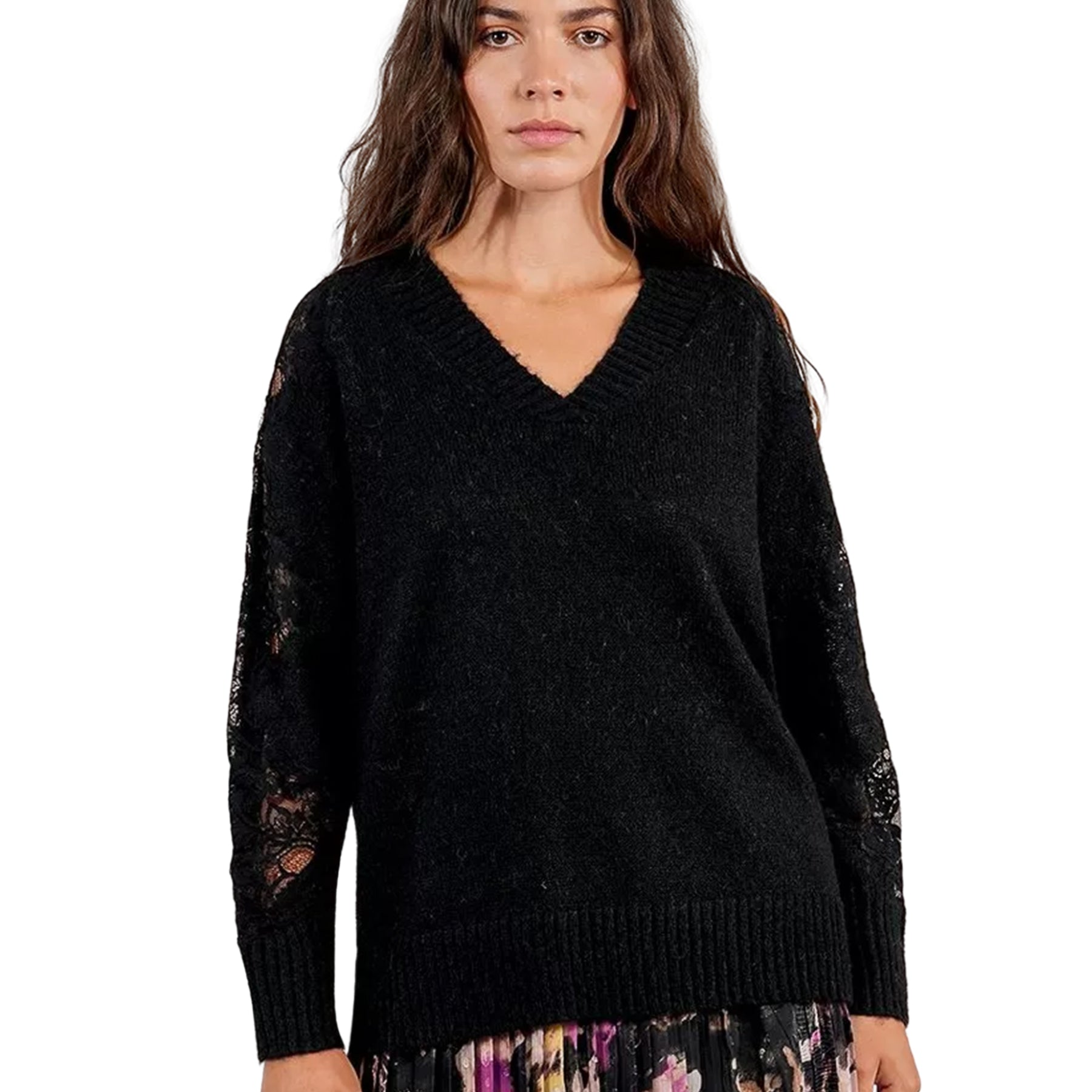Maglia Donna Scollo V Manica Lunga Lana MOLLY BRACKEN E1740DN
