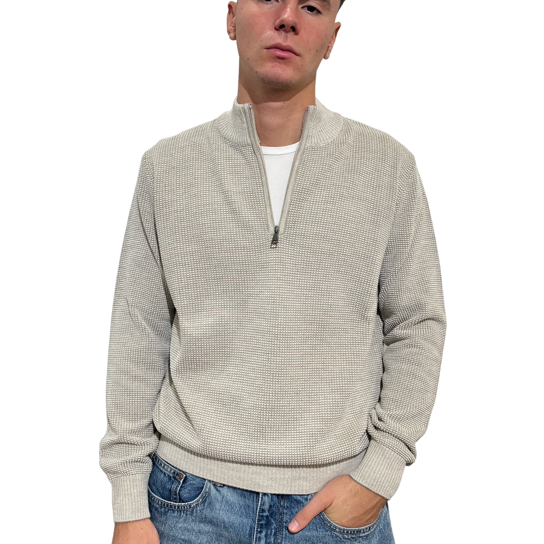 Maglia Uomo Manica Lunga Lupetto Mezza Zip Lana SPORTING MARE 3440/40Z
