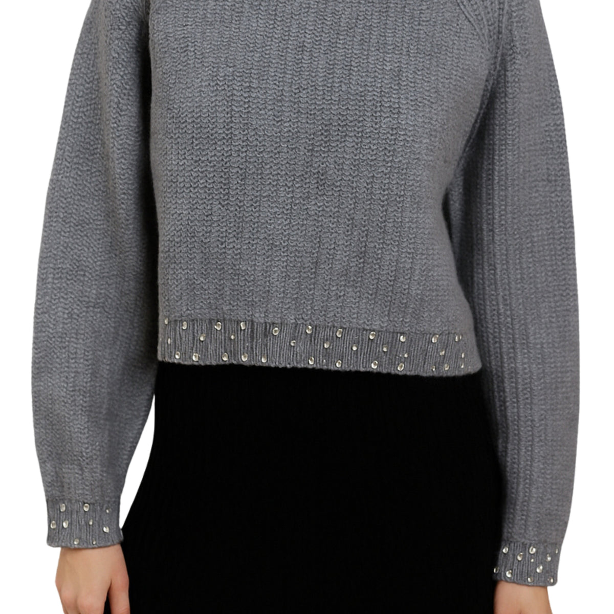 questo Maglia 1/1 Maglione a maglia, grigio, largo, collezione