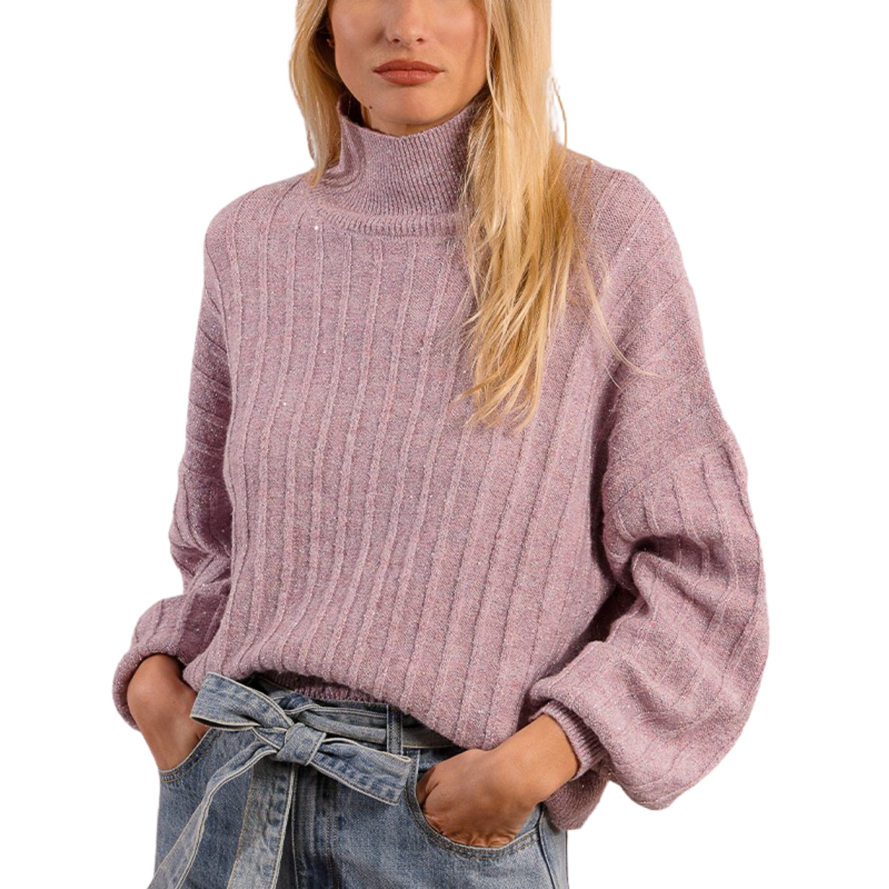 Maglia Donna Lupetto Manica Lunga Lurex MOLLY BRACKEN T1662DN