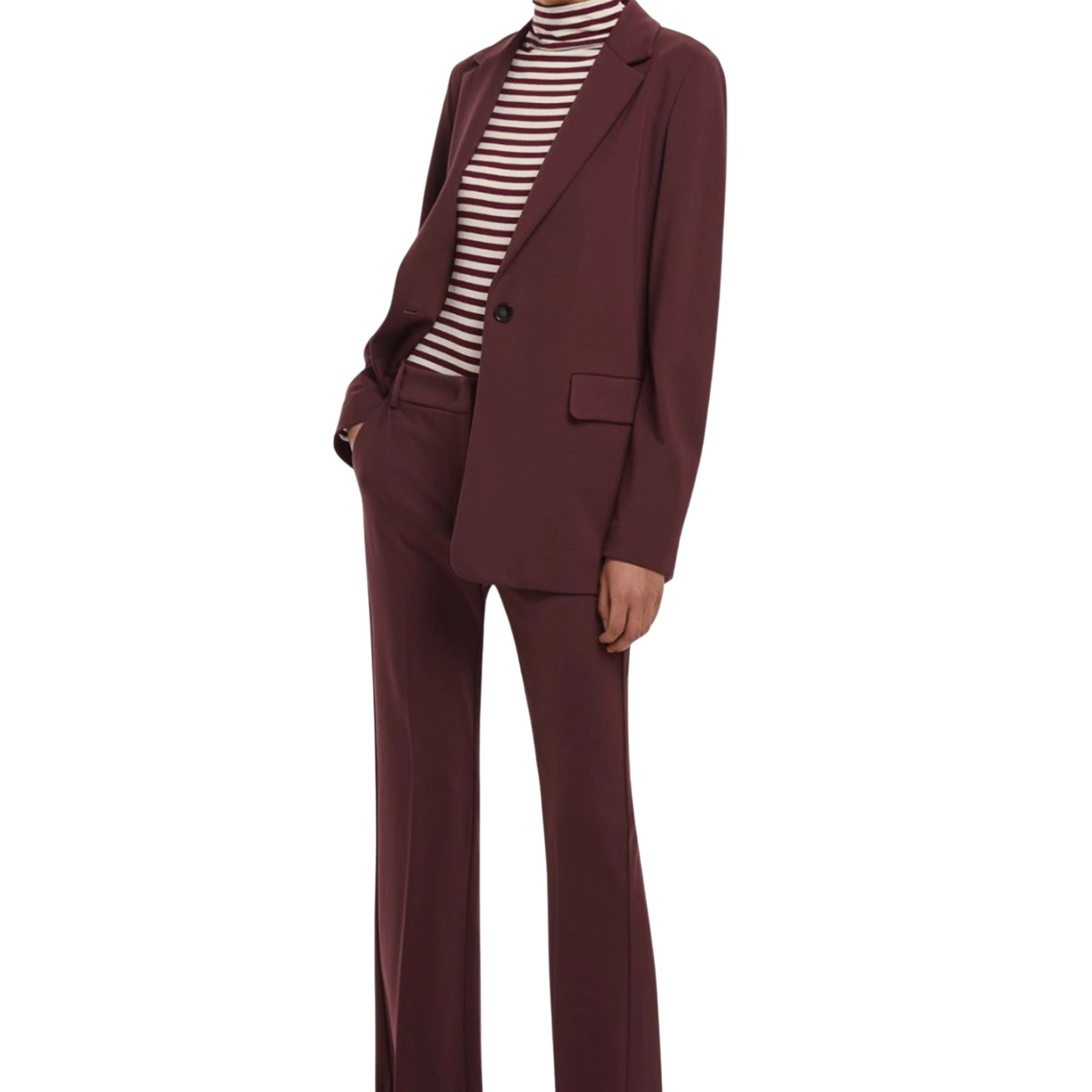 Pantalone Donna Lungo Jersey Punto Milano Zampetta Bottone Viscosa EMME MARELLA FLARE