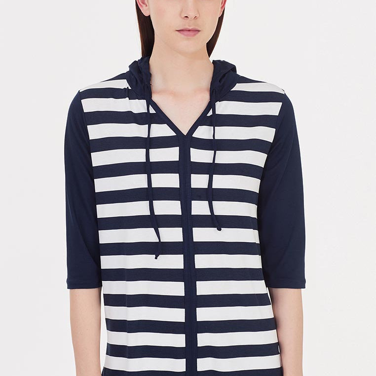 RAGNO DD89XW Maglia a righe manica tre quarti e cappuccio