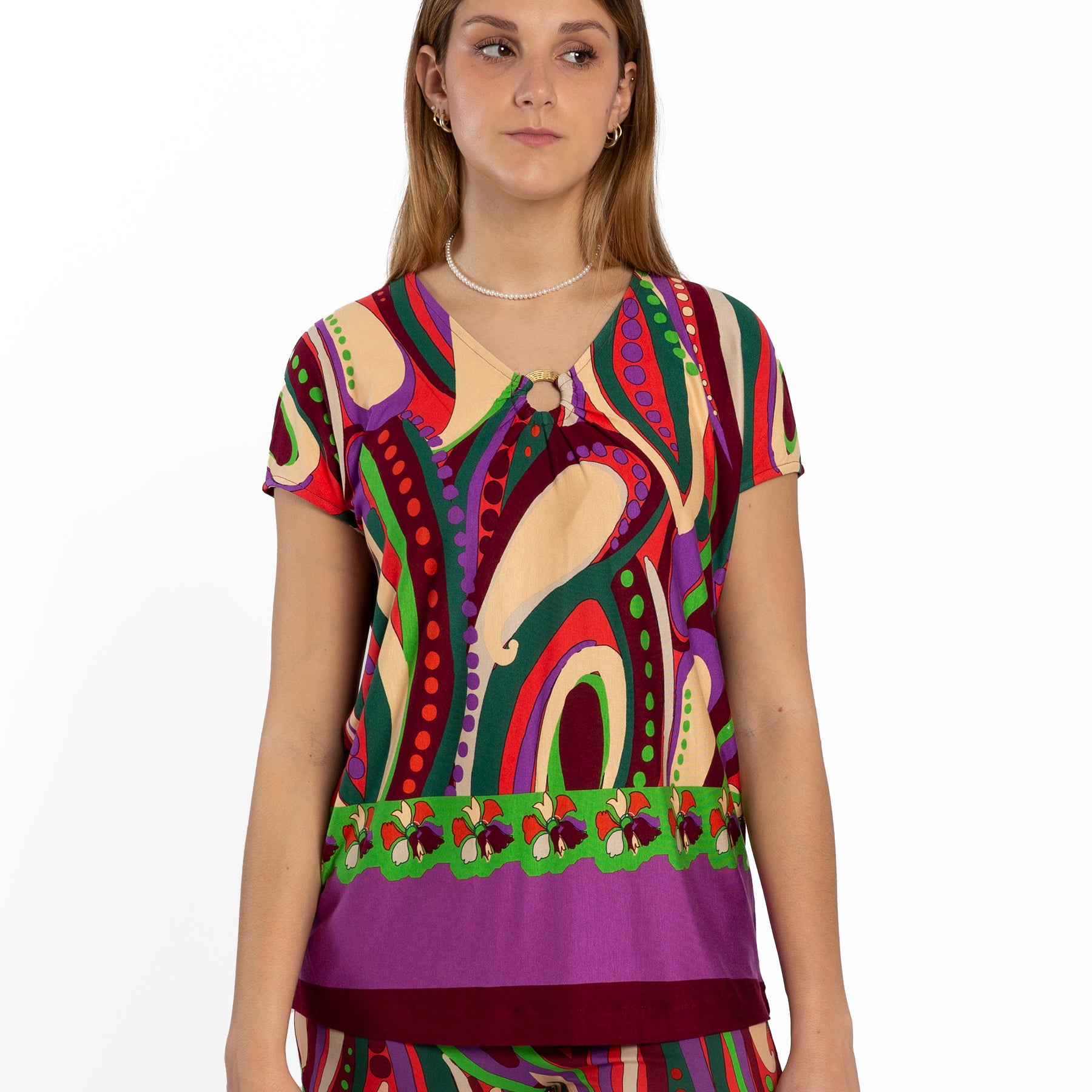 Maglia Donna Mezza Manica Fantasia RAGNO DN34T7