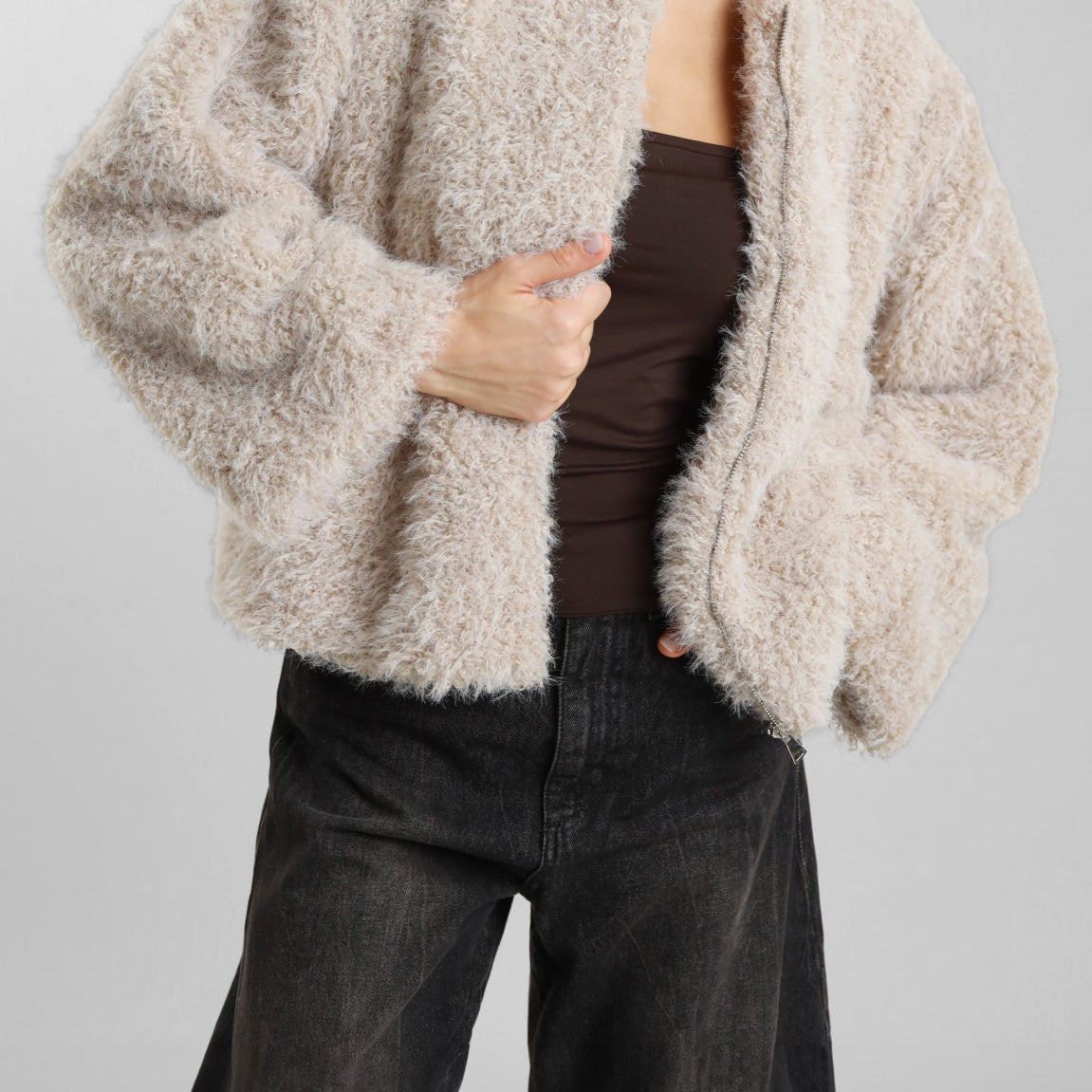 SUSY MIX Bomber Ecopelliccia Donna con Tasche e Chiusura Zip