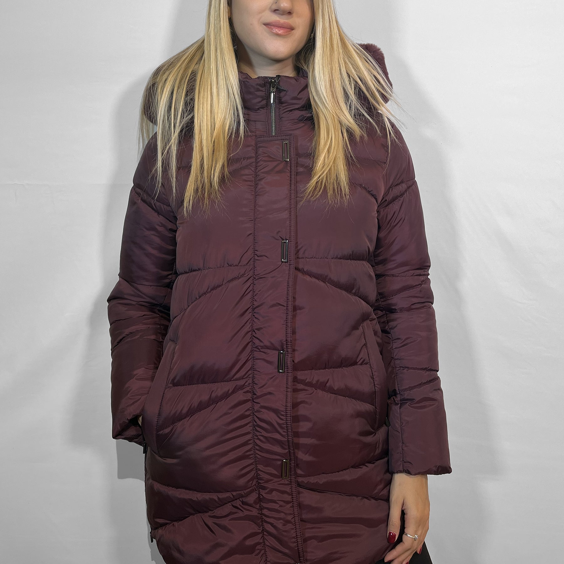 SATINETTE Piumino Donna Lungo Trapuntato Imbottitura Termica ART. CAREN 001