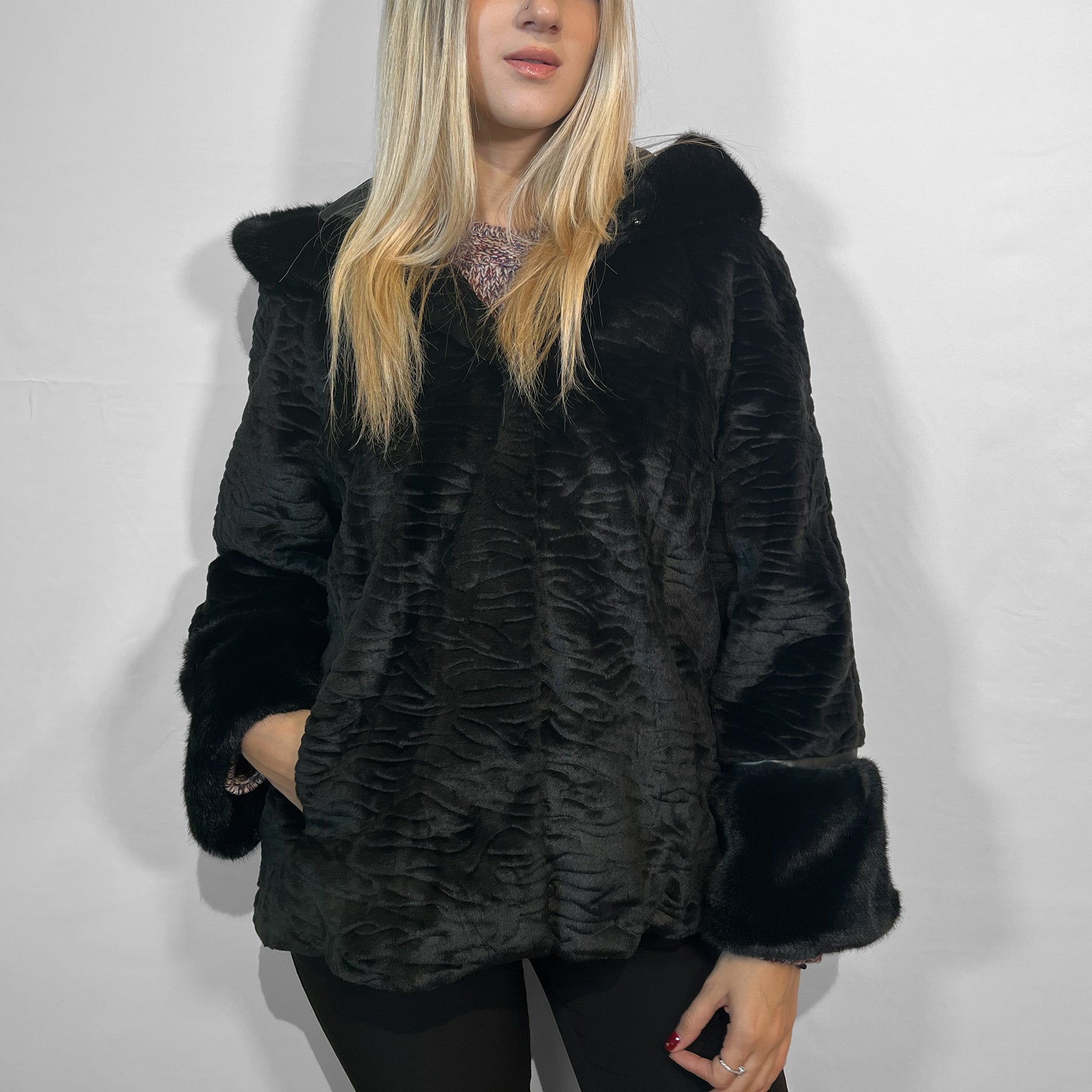 SATINETTE Ecopelliccia Donna Astrakan Interno Foderato ART. DANY 060