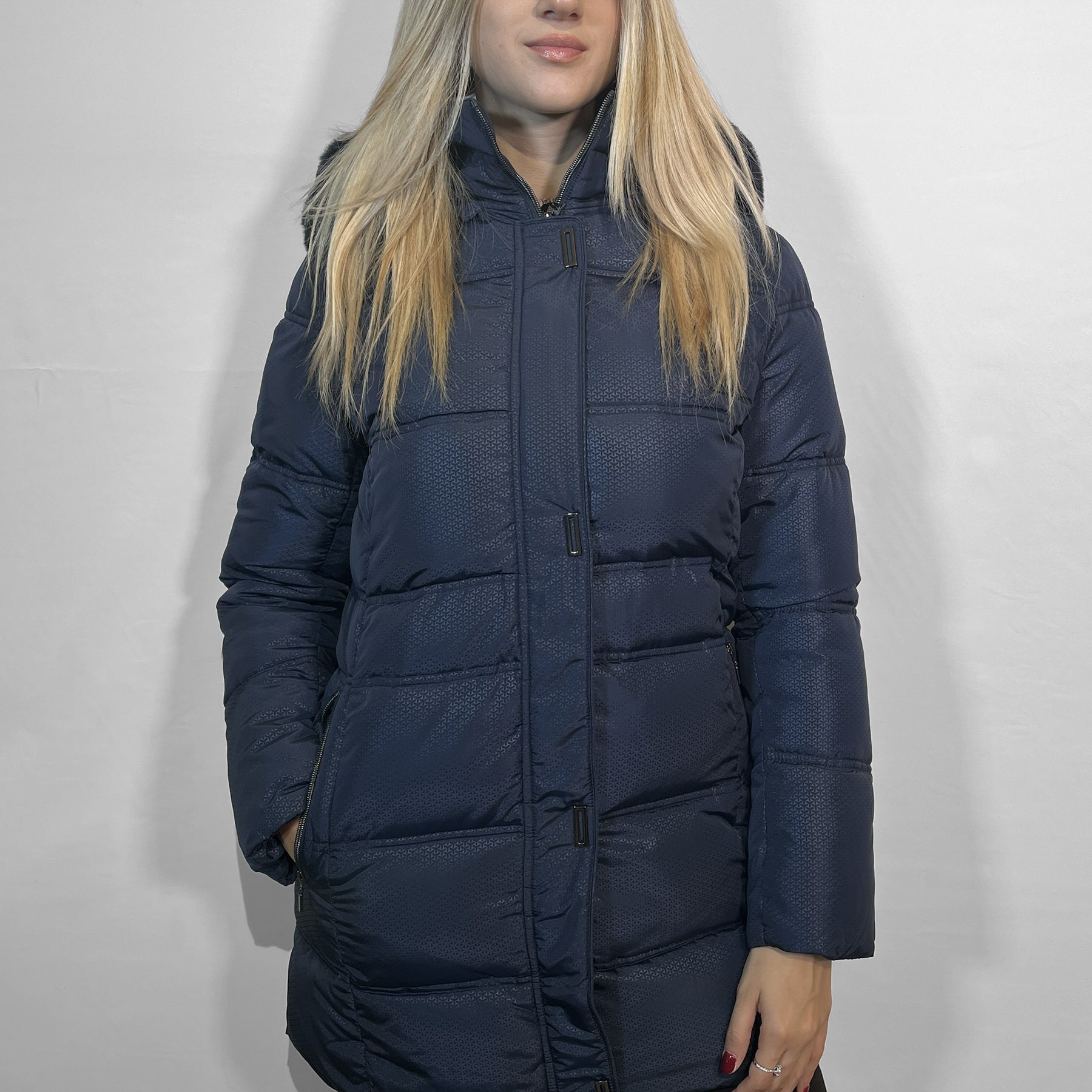 SATINETTE Piumino Donna Lungo Imbottitura Termica Tessuto Stampato ART. FLORIANA 017