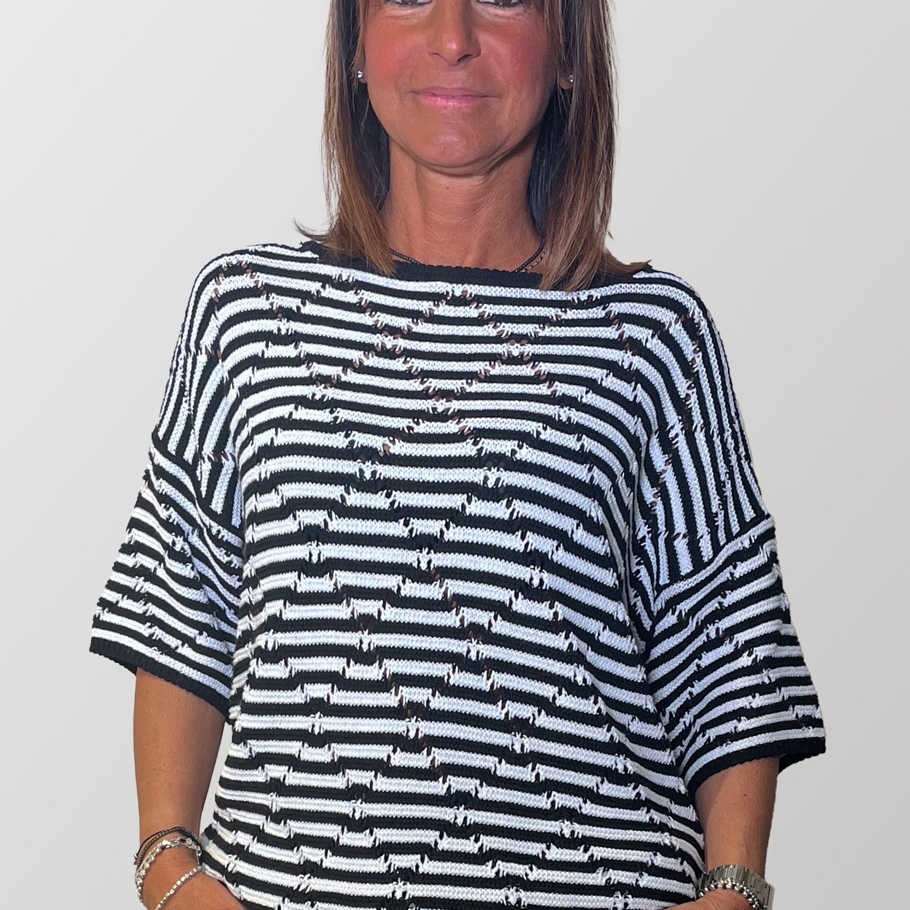 Maglia Donna Mezza Manica Lavorata Cotone AMARYNTH 53030