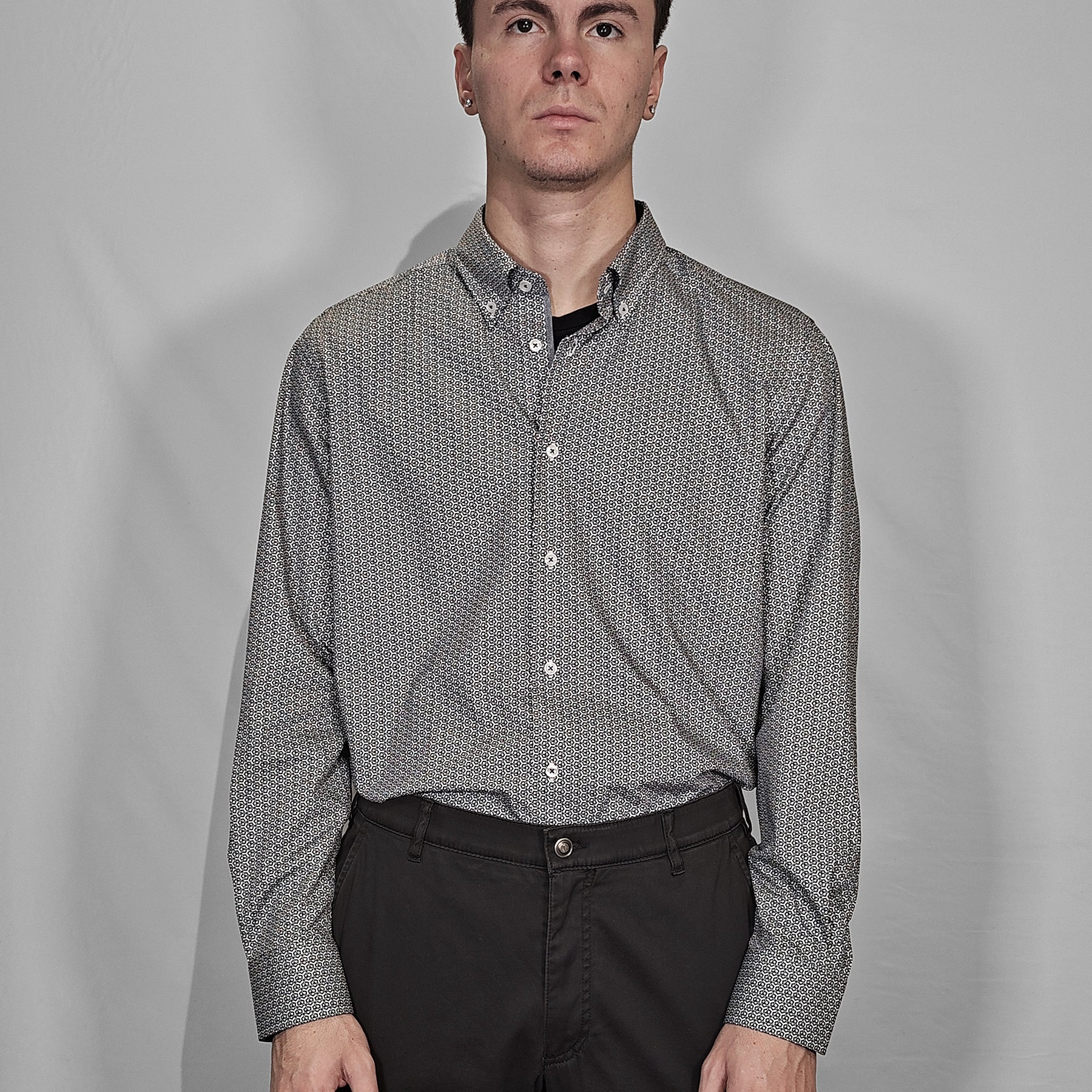 SPORTING MARE Camaicia Uomo Manica Lunga Puro Cotone Microdisegno ART. VALENCIA E260